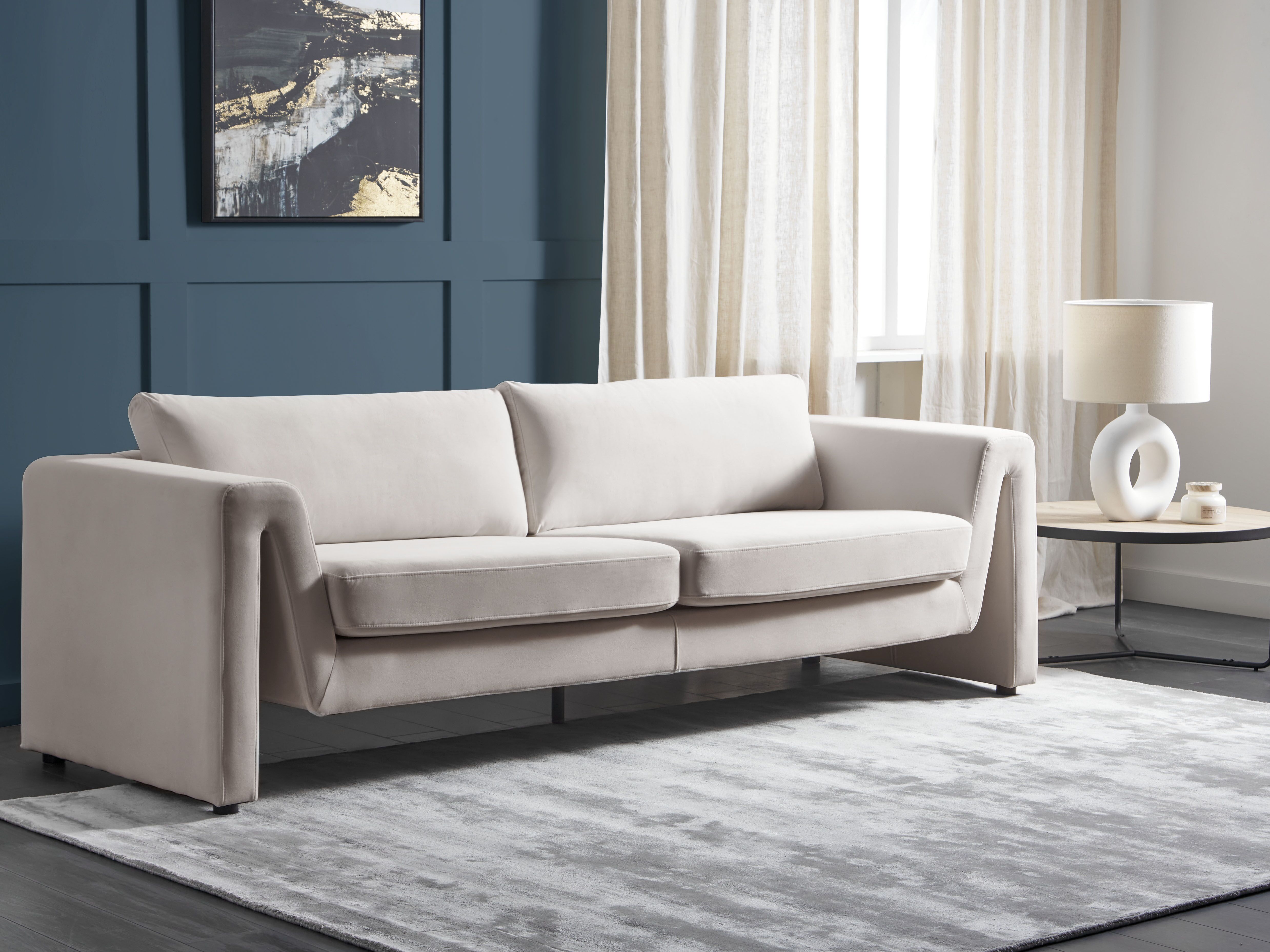 Sofa 3 Seater MAUNU Velvet Light Beige