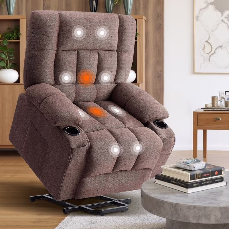 Simenmax Recliner Chair with Massage and Heating, Home Theater Seating with Lumbar Support, Adjustable Electric Power Lift Chairs, Gray - Image 3