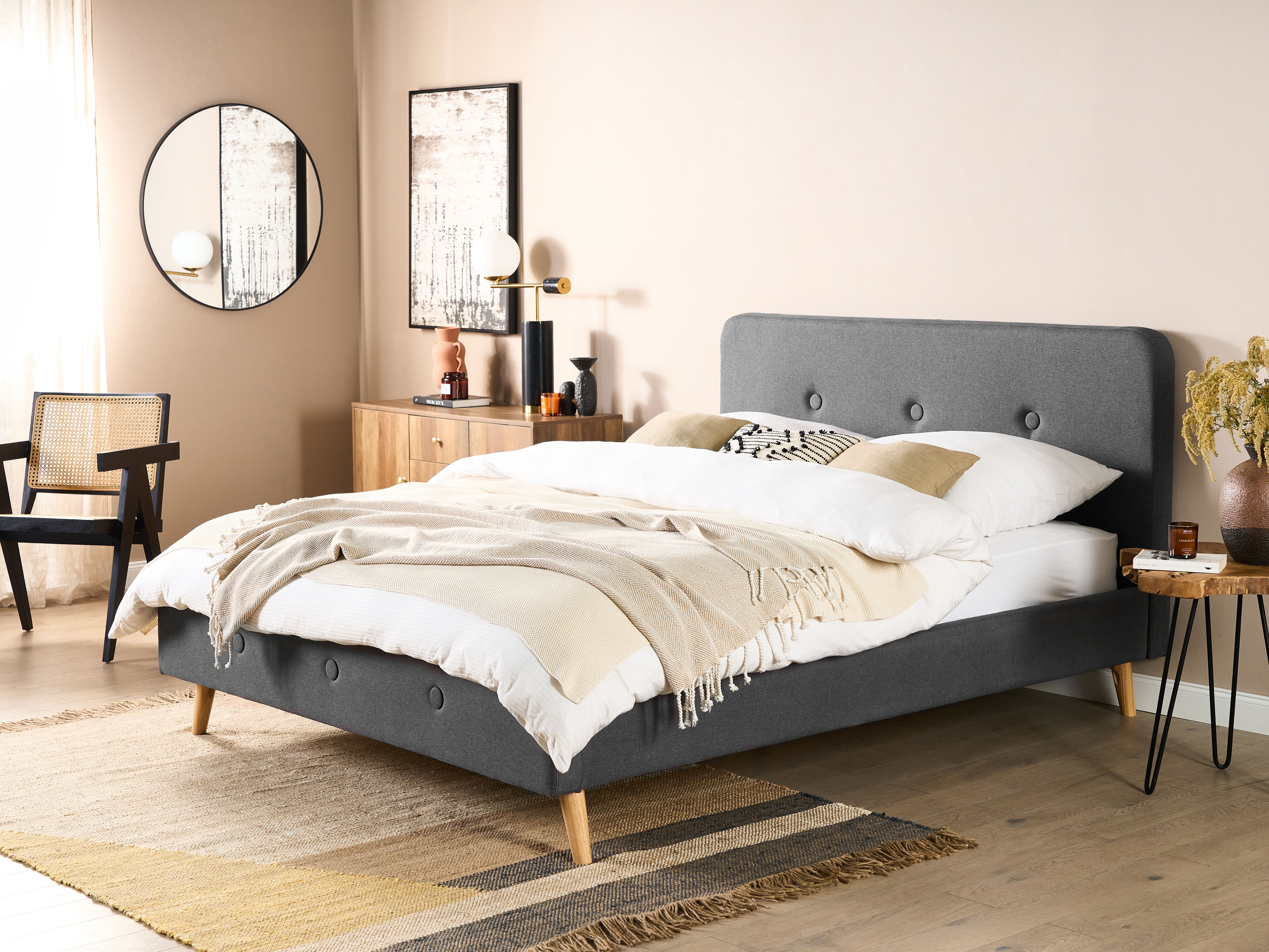 Bed Fabric RENNES II 160 x 200 cm (EU King Size) Dark Grey