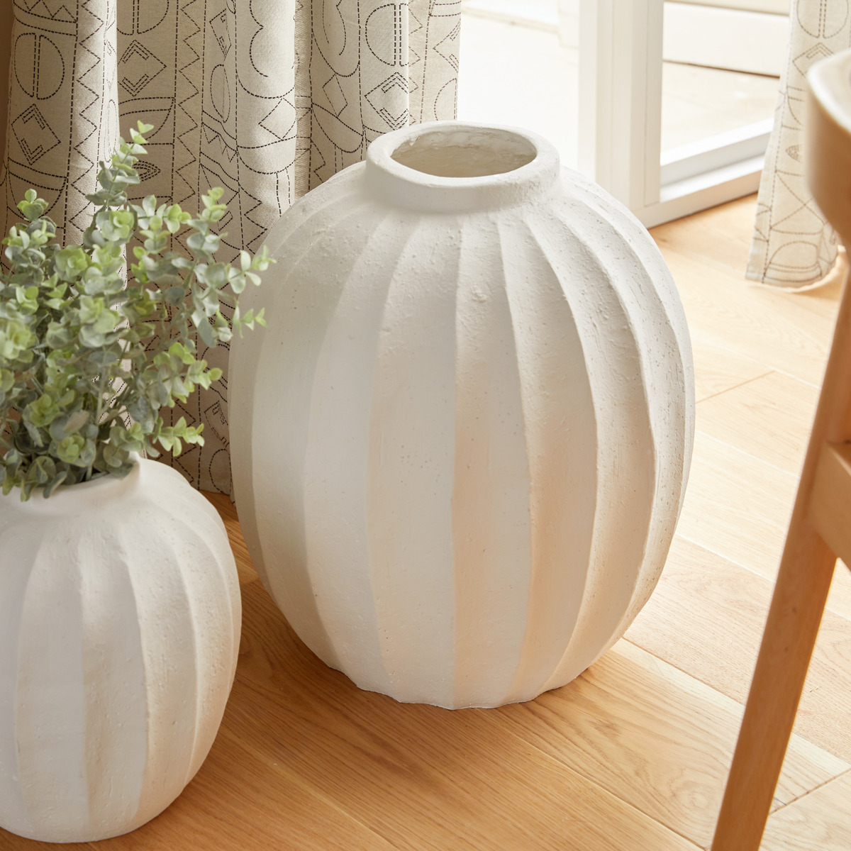 Round vase "Amia" Ceramic, White, H.44.5 cm