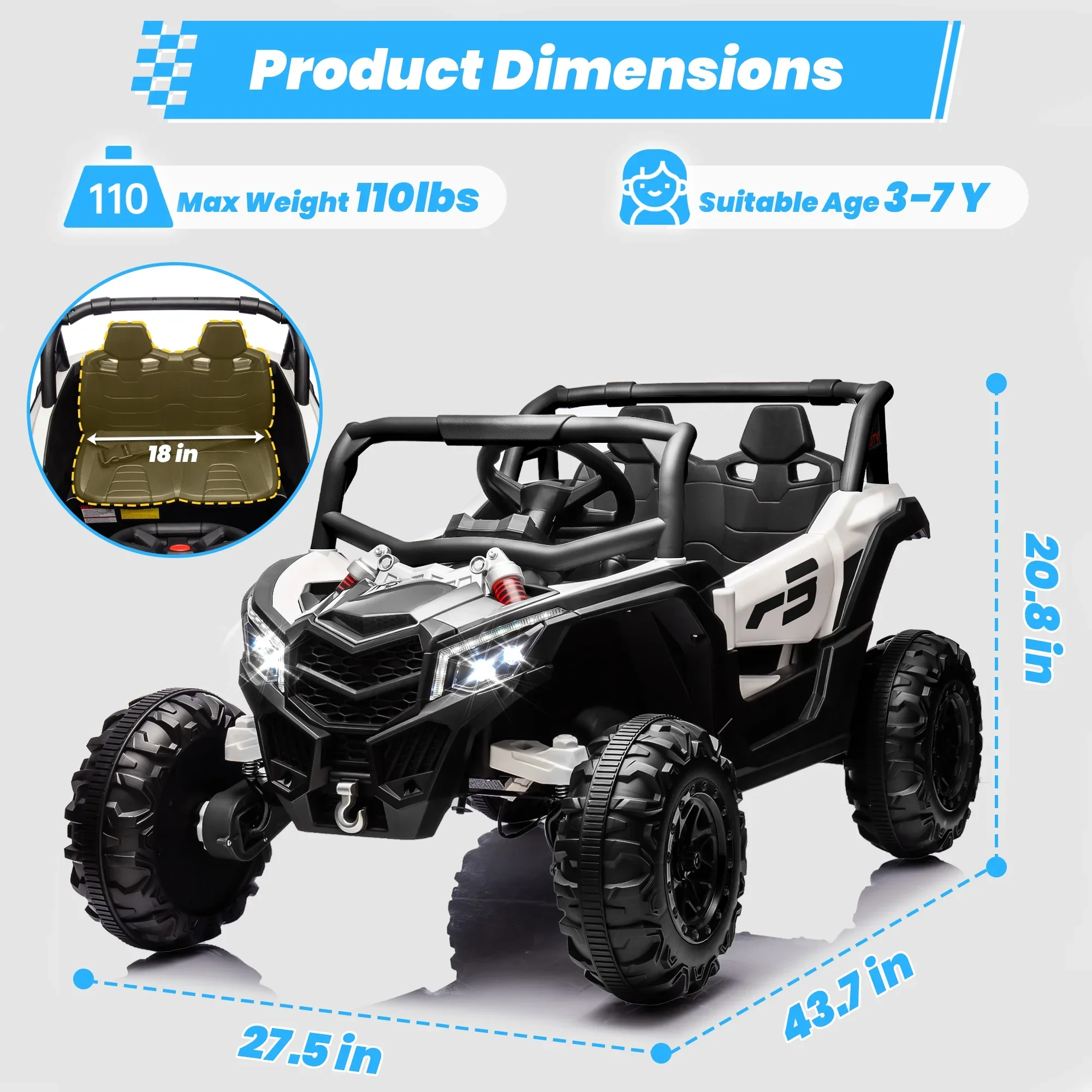 Joyracer 4WD 24 Volt Ride on Toys, 2 Seater Power Car wheels UTV with 800W Motors, Remote Control, Bluetooth Music, Spring Suspension, LED Light, Pink - Image 41