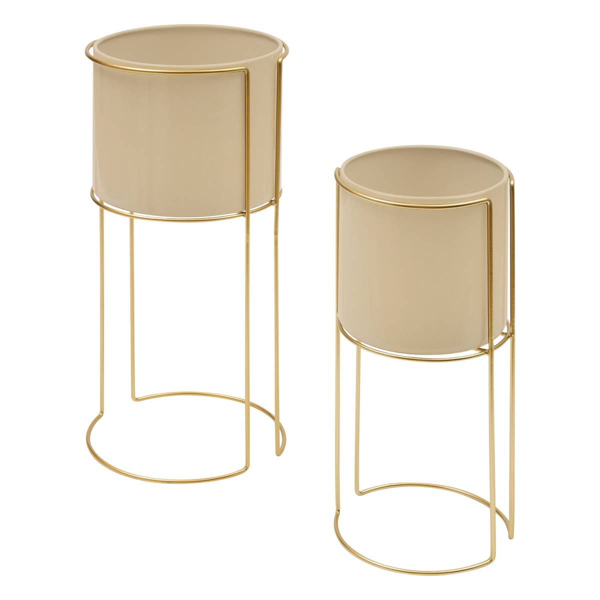 Set of 2 plant pots "Zigy" Gold, 28x28 cm