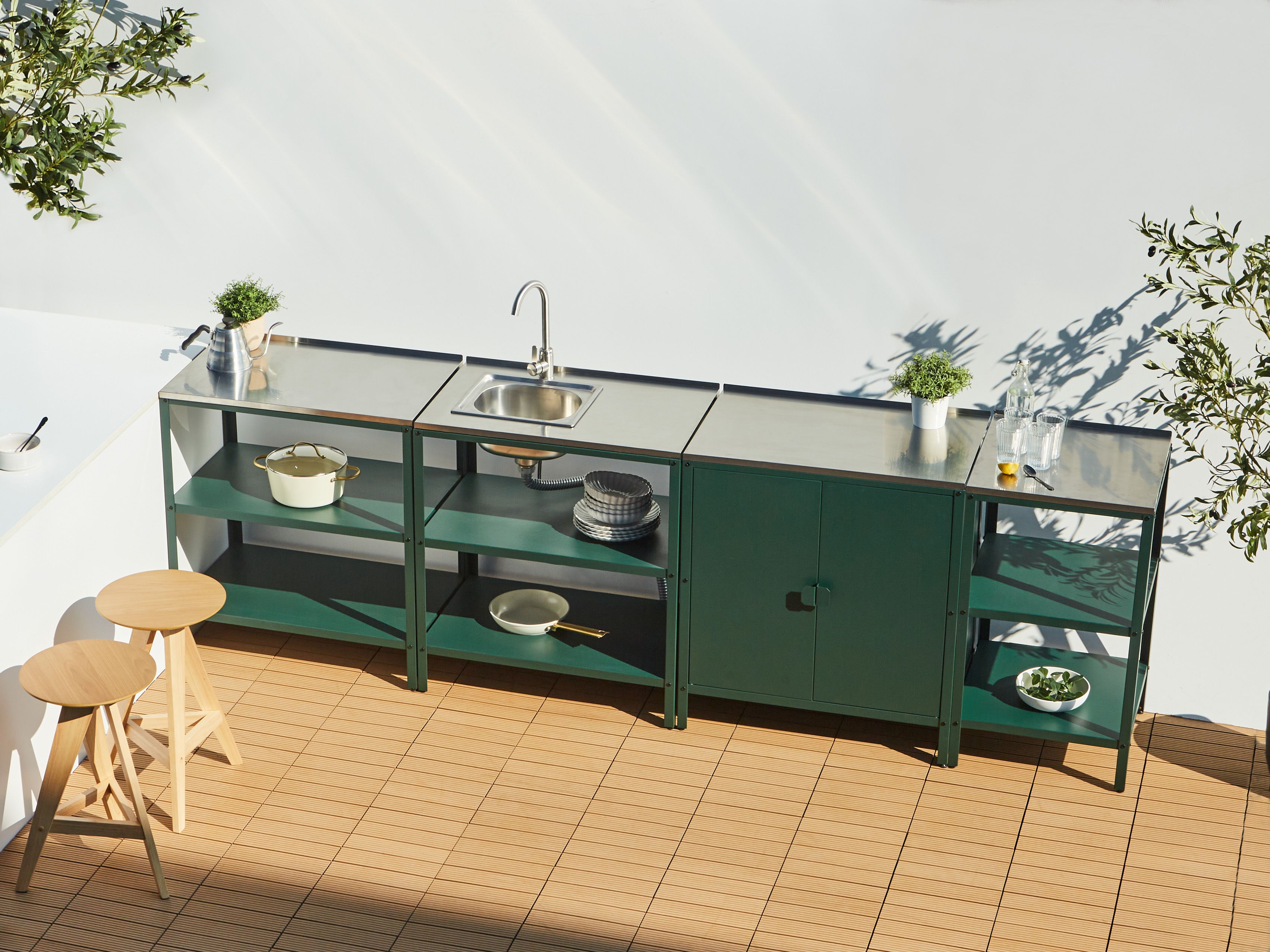 4 Piece Outdoor Kitchen Set with Sink VILAMA Metal Green