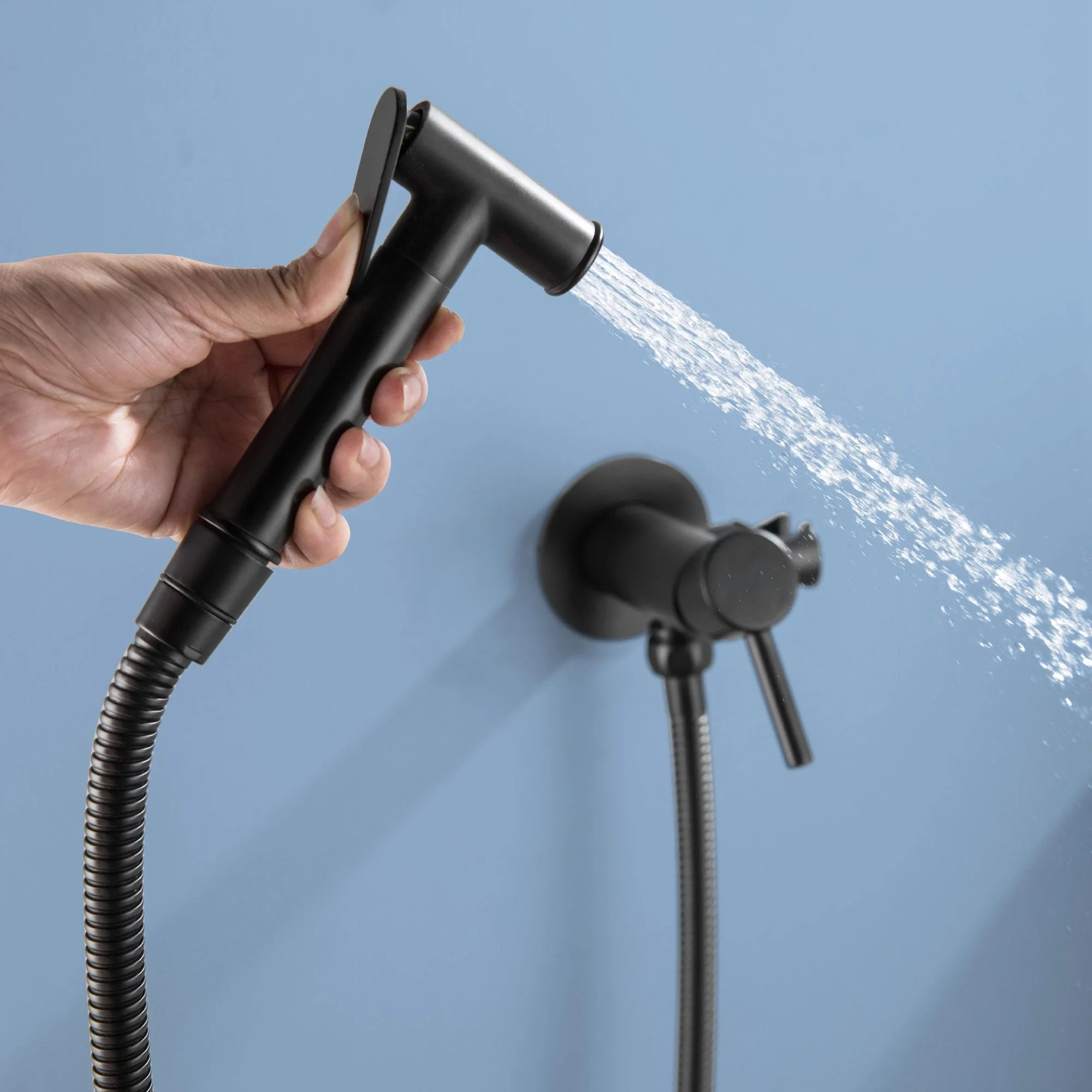Wall Mounted Handheld Bidet Sprayer for Toilet Portable Pet Shower Matte black
