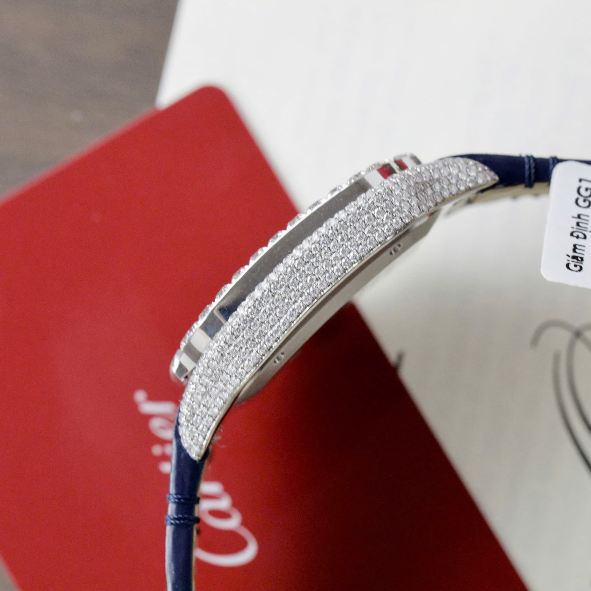 Cartier Santos Best Copies Watch Dial Blue Custom Diamonds Moissanite Hong Kong 39.8mm - Top club