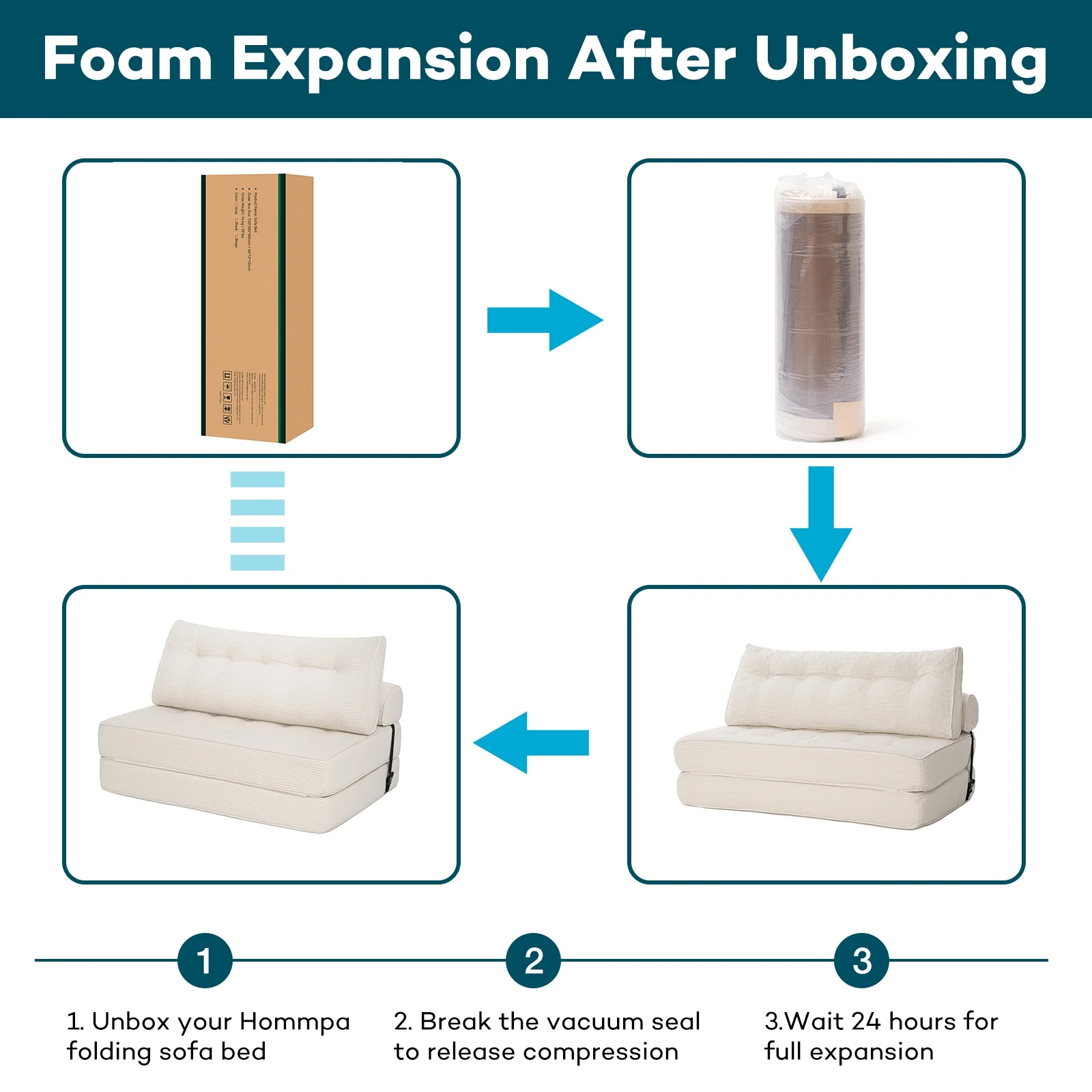 Hommpa Folding Sofa Bed Foldable Couch Bed Convertible Futon Chair with High Density Foam Filling with Pillow for Adult,Comfort chair bed for Living Room Bedroom,Gray,Single - Image 20