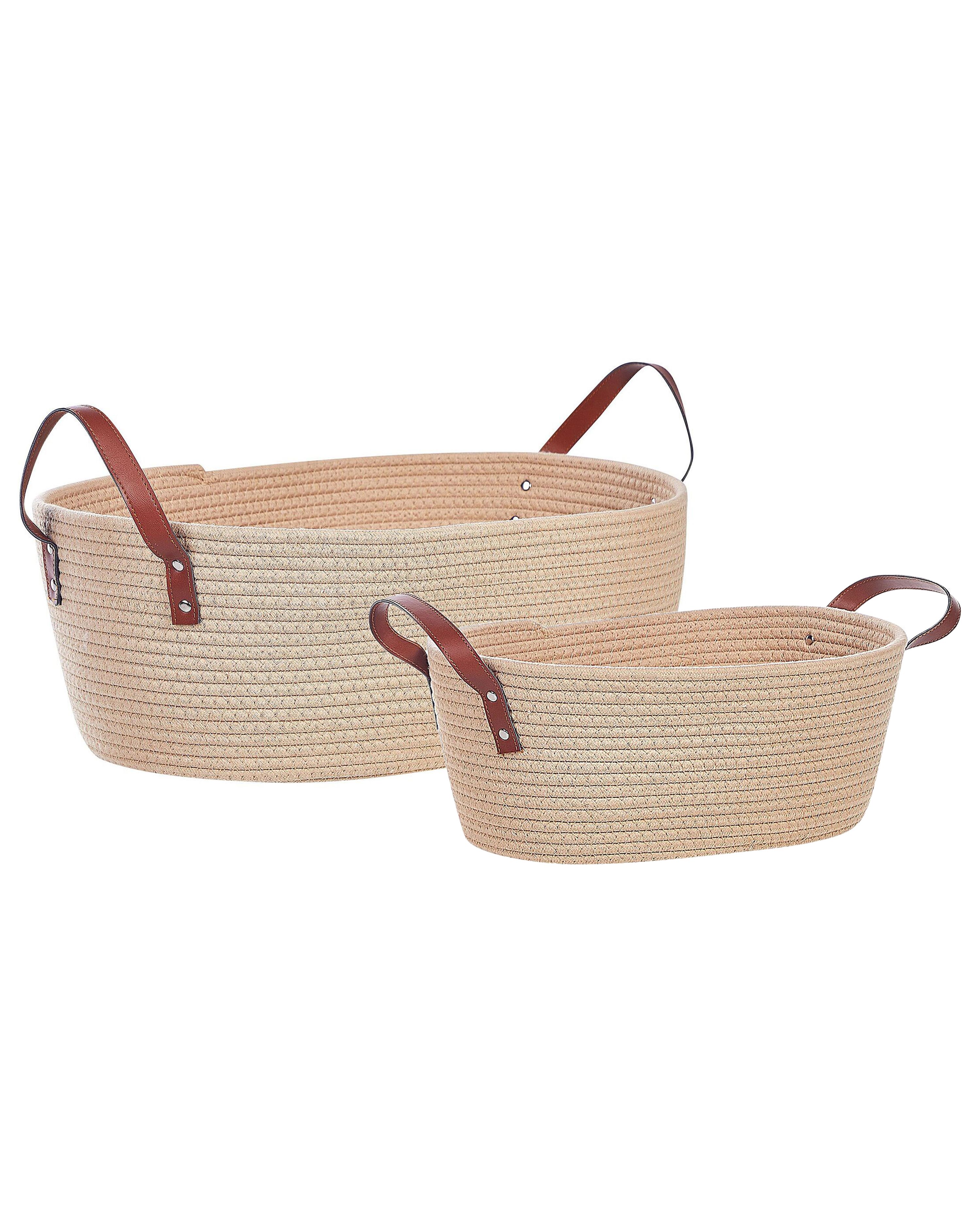 Set of 2 Baskets GISSAR Cotton Light Beige