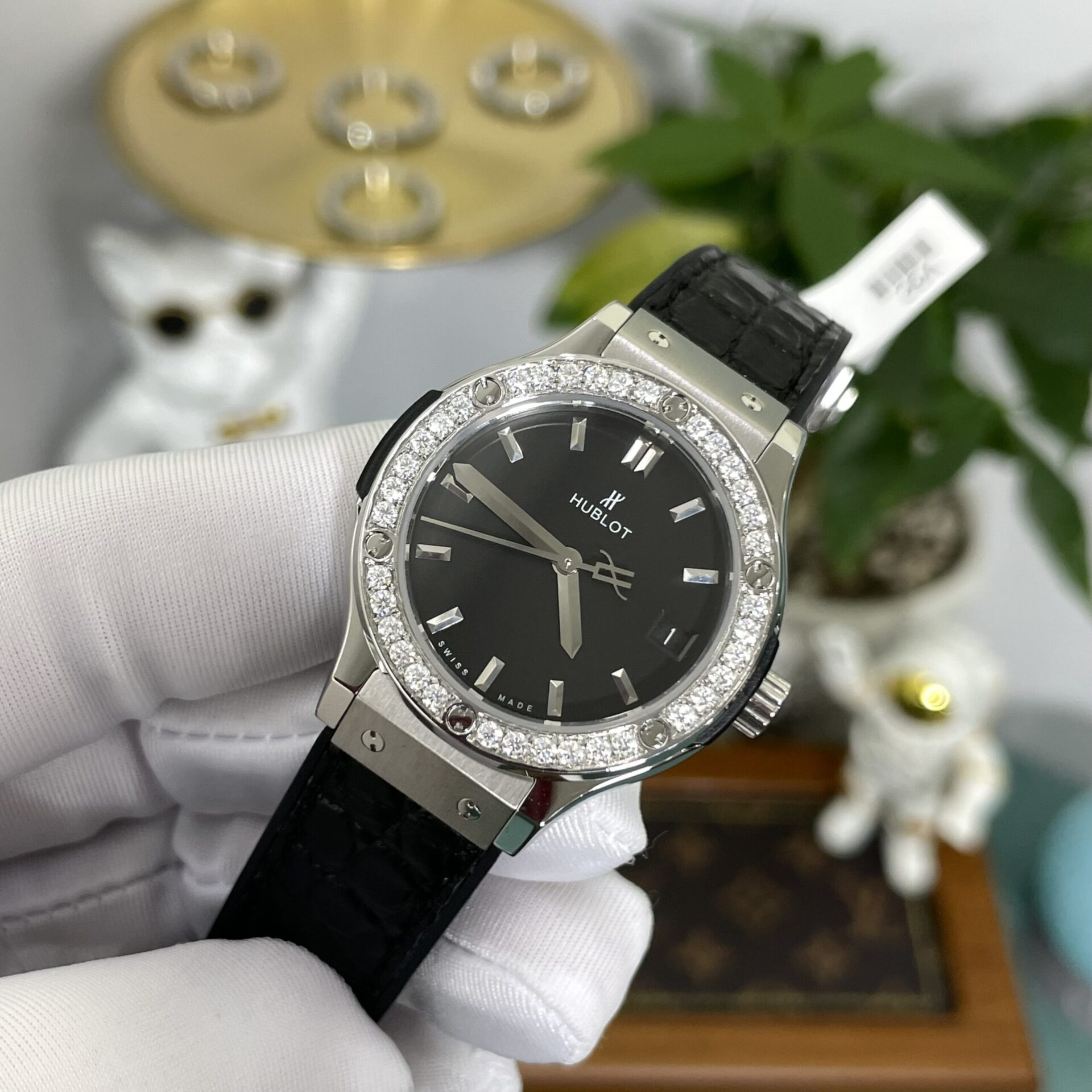 Hublot Replica Watch Classic Fusion Custom Moissanite Diamonds Black Dial 33mm - Top club