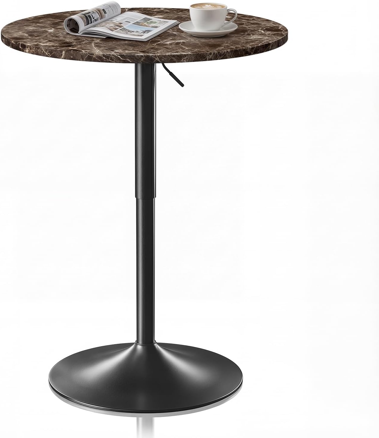 Magshion 23.5'' Round Adjustable Height Wood Bar Pub Table Adjustable Range 27.5