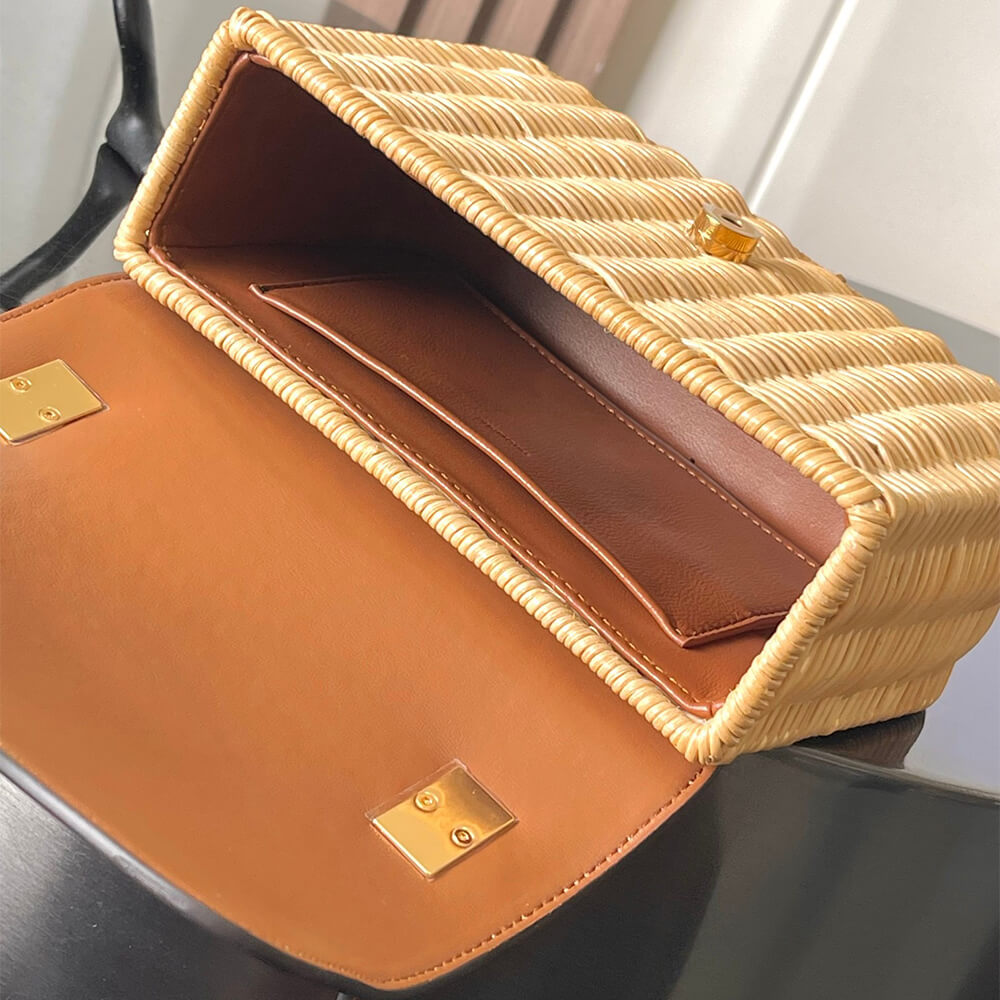 CELINE TEEN GARANCE BAG IN WICKER AND NATURAL CALFSKIN(HIGH-END GRADE)1:1High-quality replica