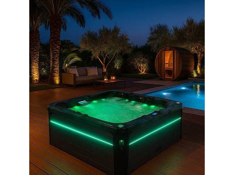 Spa 5 places Archipel® GT5 PRO MAX BLACK LED - Balboa® 215x215 cm