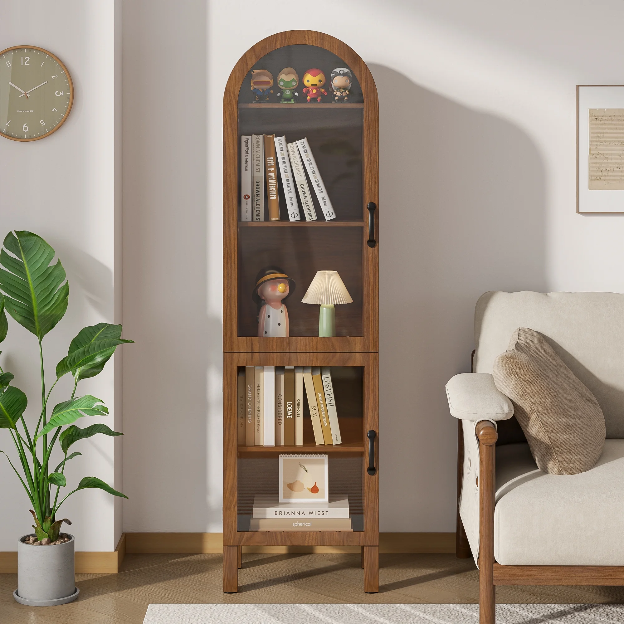 Fiogmub Tall Arched Storage Display Cabinet, Arched Pantry Cabinet with Doors, Acrylic Glass Doors - Image 8