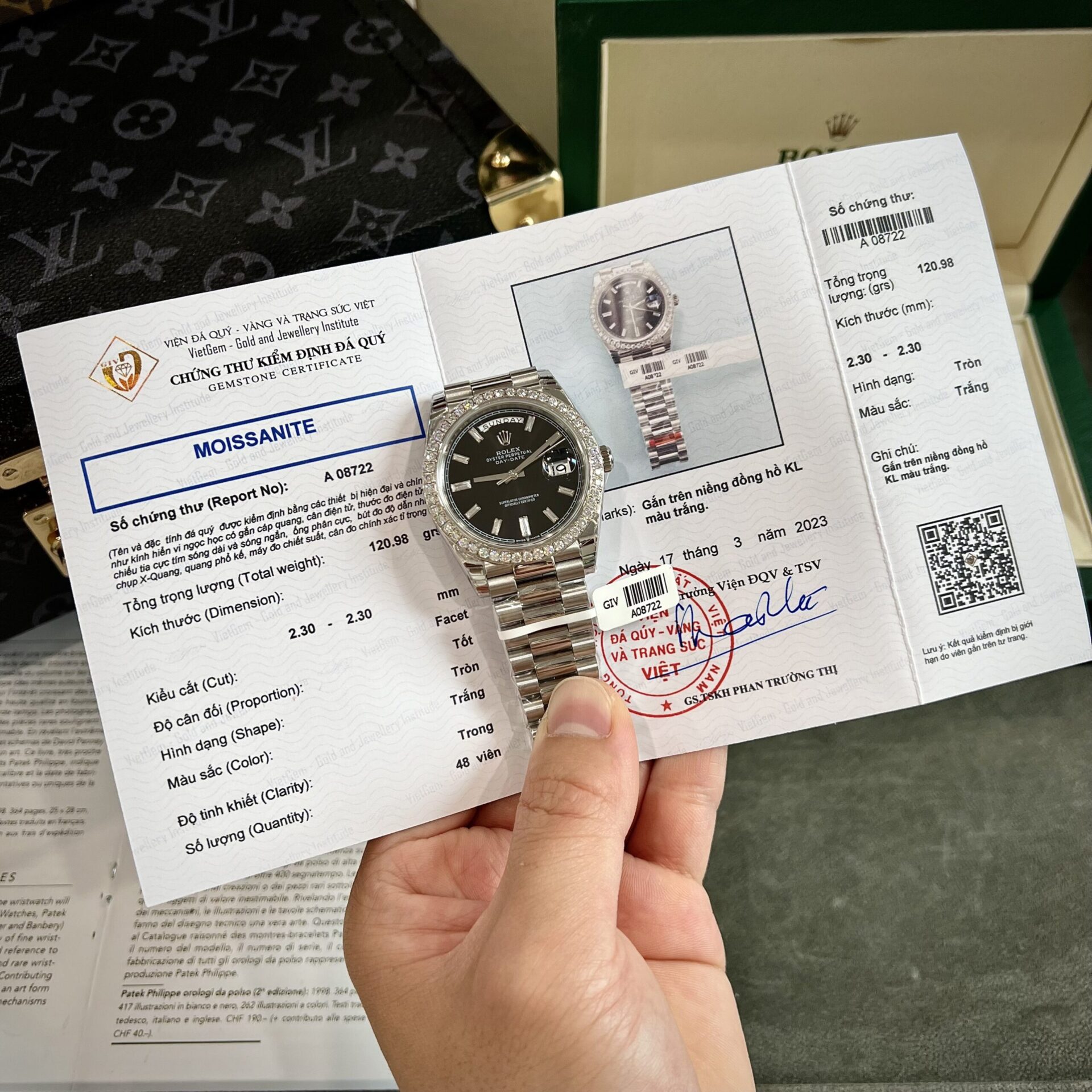 Rolex Day-Date Replica Watch Black Dial Custom Moissanite Diamonds 40mm - Elite Watch Atelier