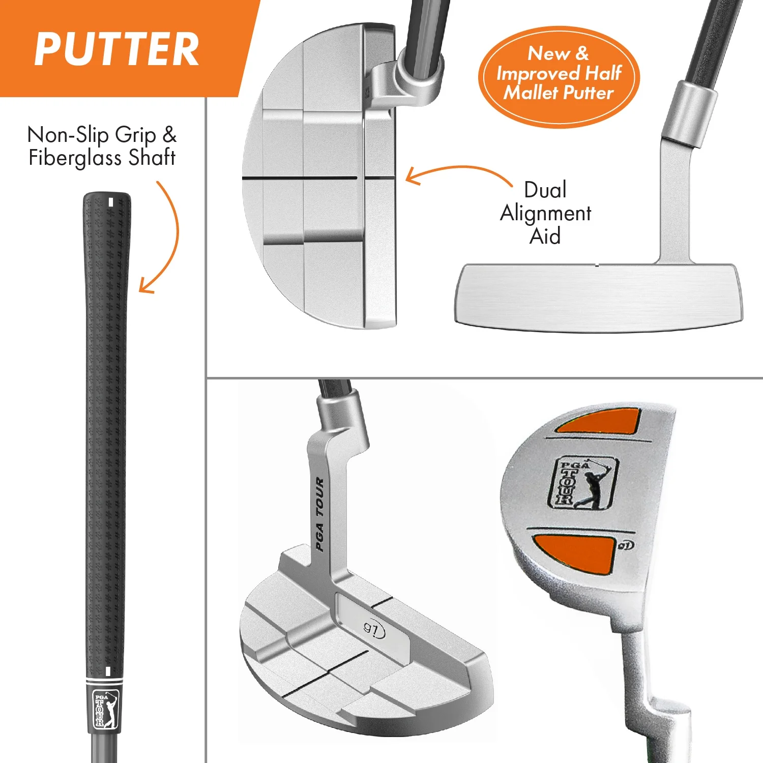 PGA Tour Right-Handed 10 Piece Kids Golf Club Stand Bag Set; Player Height 4'8 - 5'2", Ages 8-12 - Image 15
