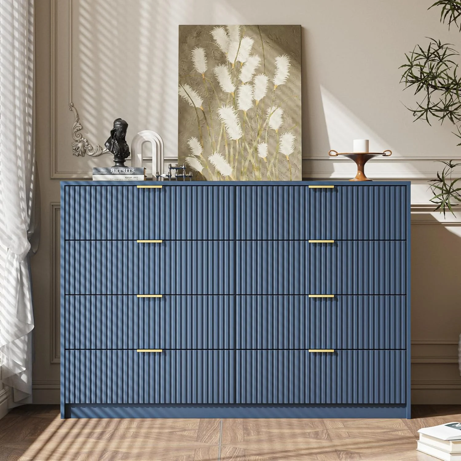 Furniway Black Dresser for Bedroom, 8 Drawer Double Dresser, Modern Chest of Drawers for Bedroom, Living Room, Entryway and Closet, 55" L x 15.7" D x 37.4" H - Image 44