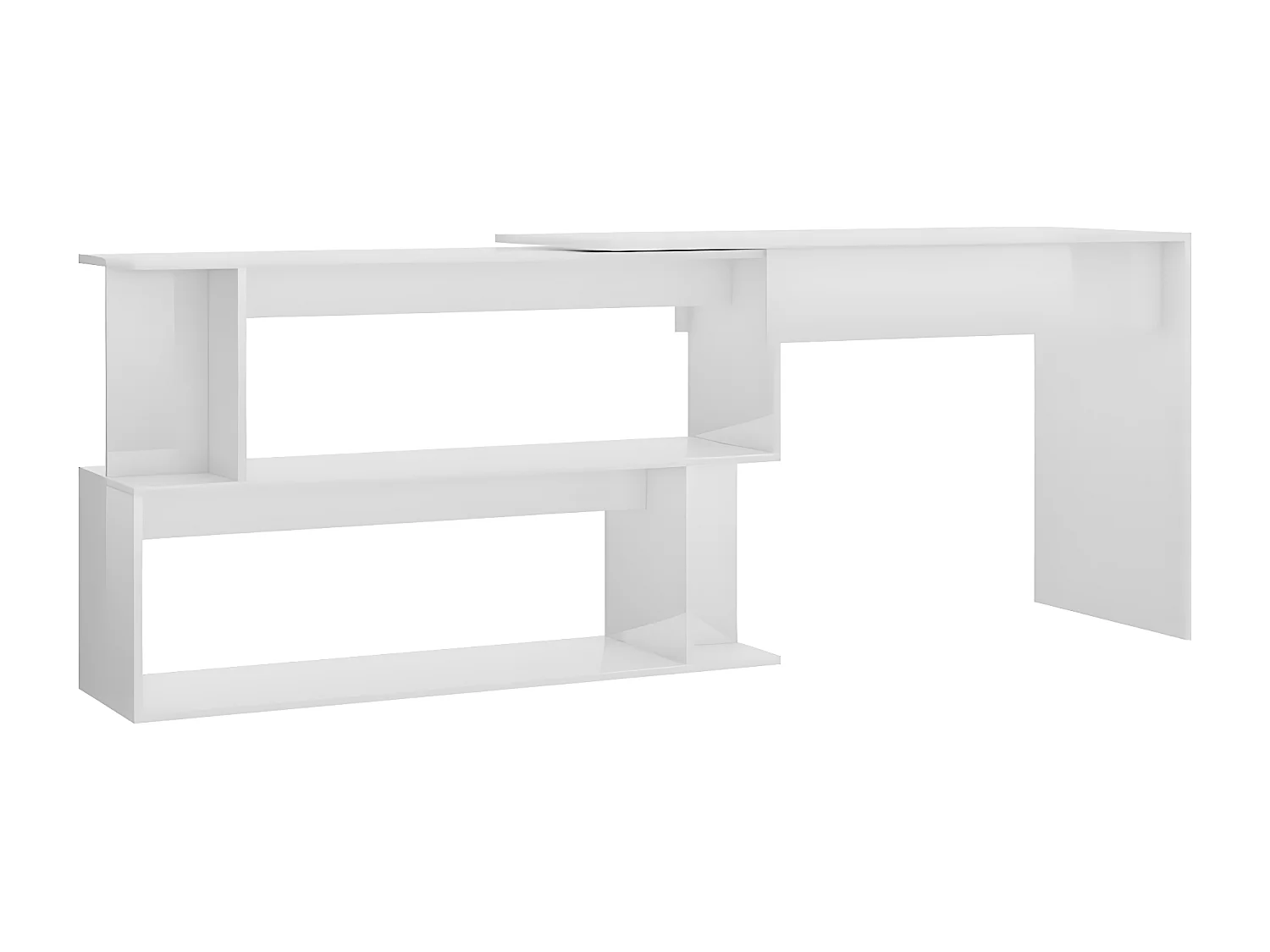 Bureau d'angle Blanc brillant 200x50x76 cm Aggloméré