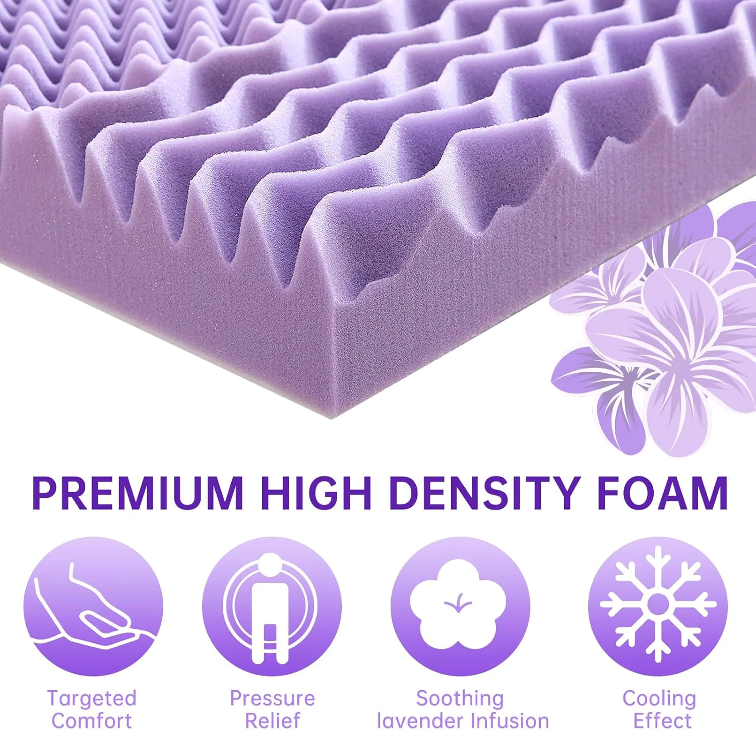 3 Inch Full Size Mattress Topper, 7-Zone Cooling Gel Infused Mattress Topper, Egg Crate Foam Bed Pad, CertiPUR-US and Oeko-TEX Certification (54