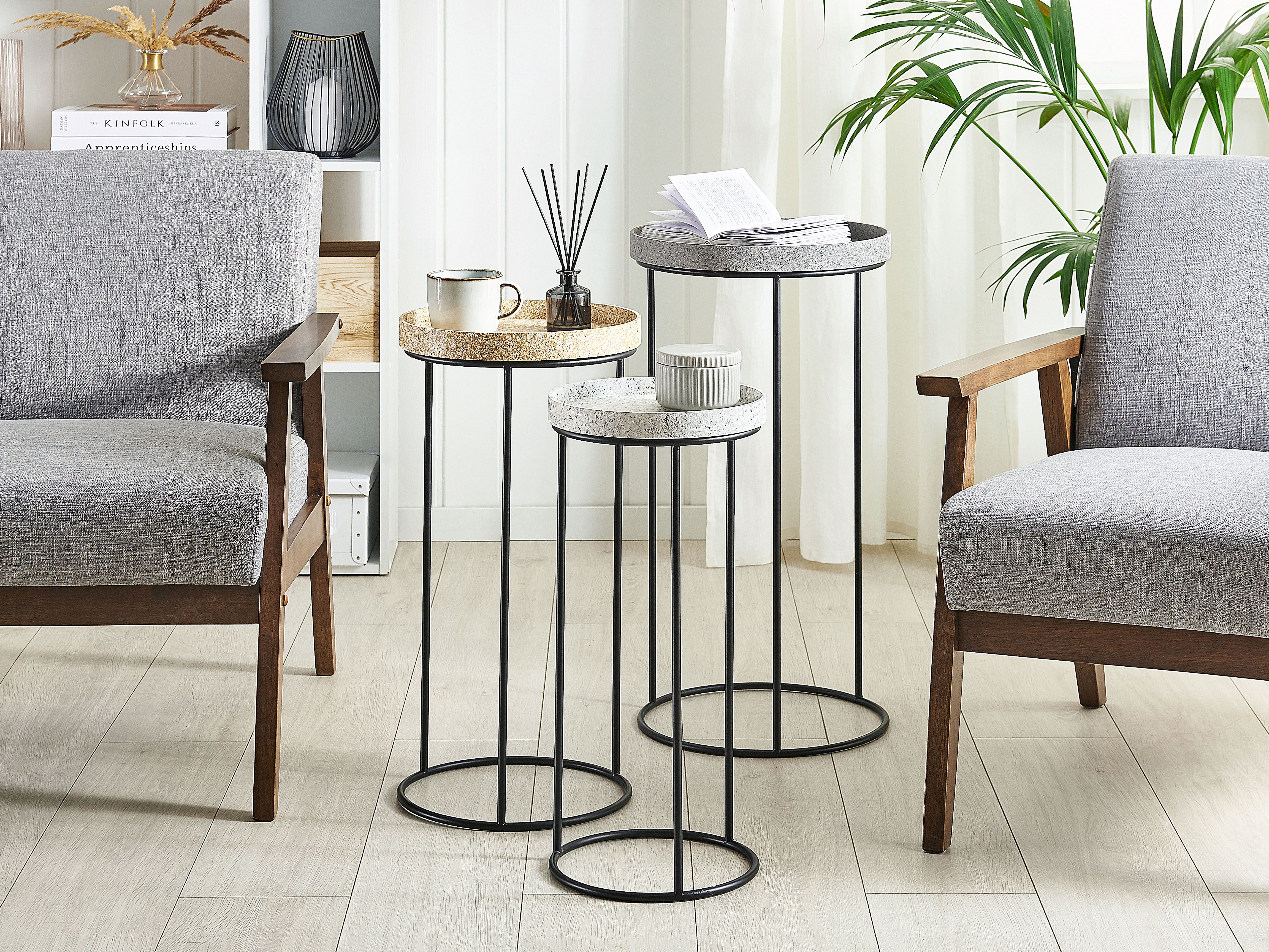 Set of 3 Side Tables TEXON Black