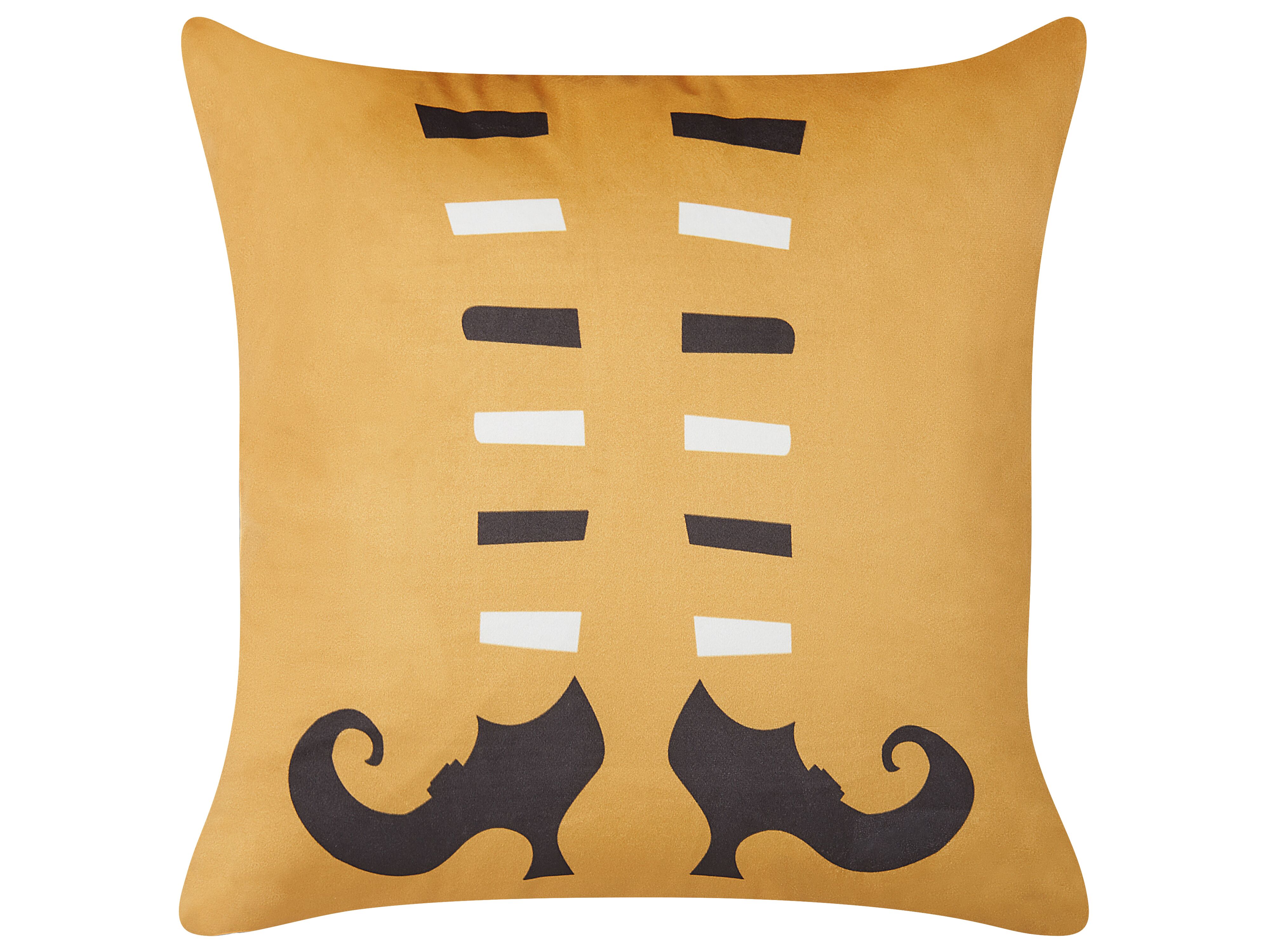 Throw Cushion COVASNA Velvet 45 x 45 cm Orange Abstract Pattern