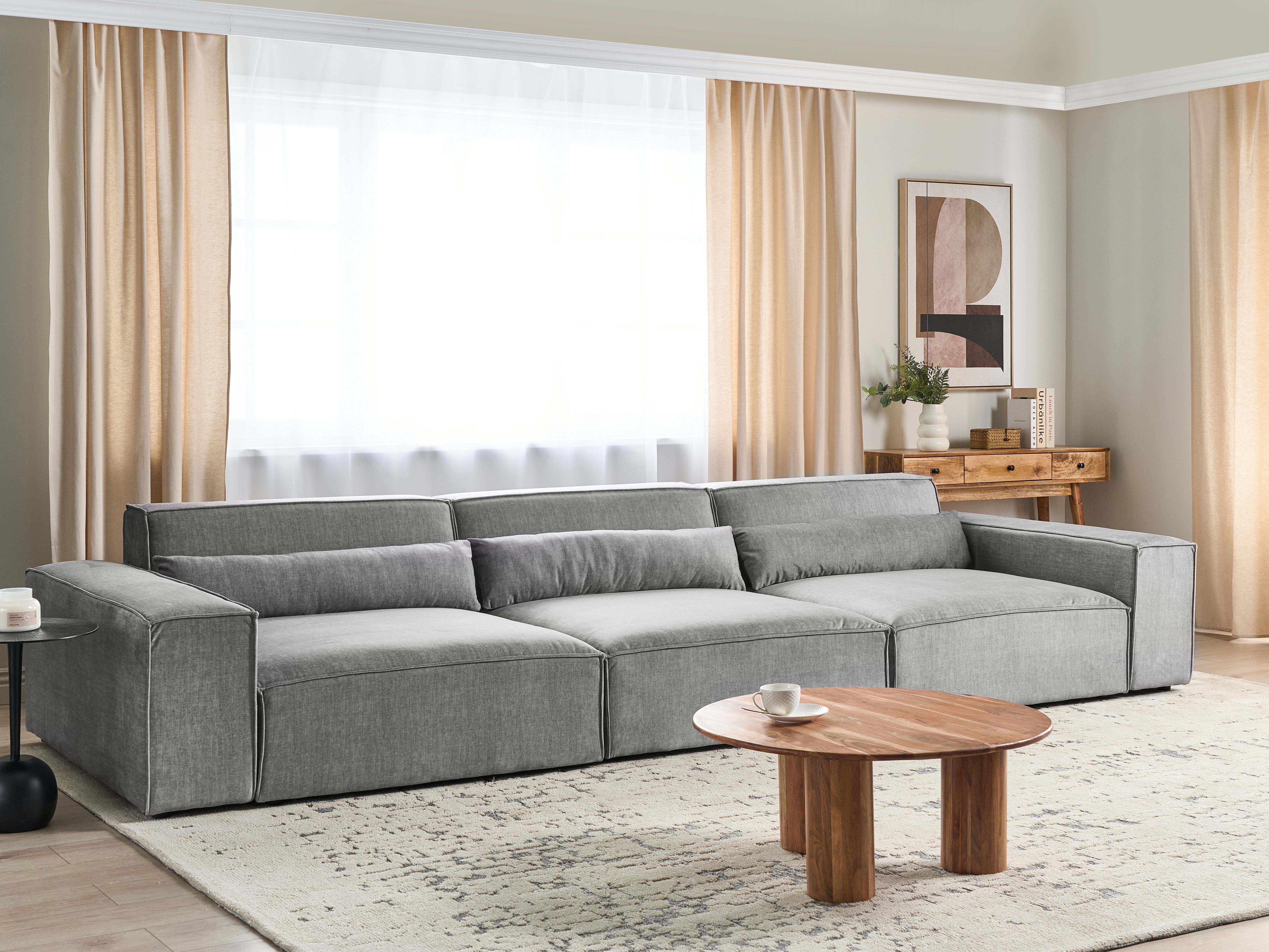 Modular Sofa 3 Seater HELLNAR Fabric Grey