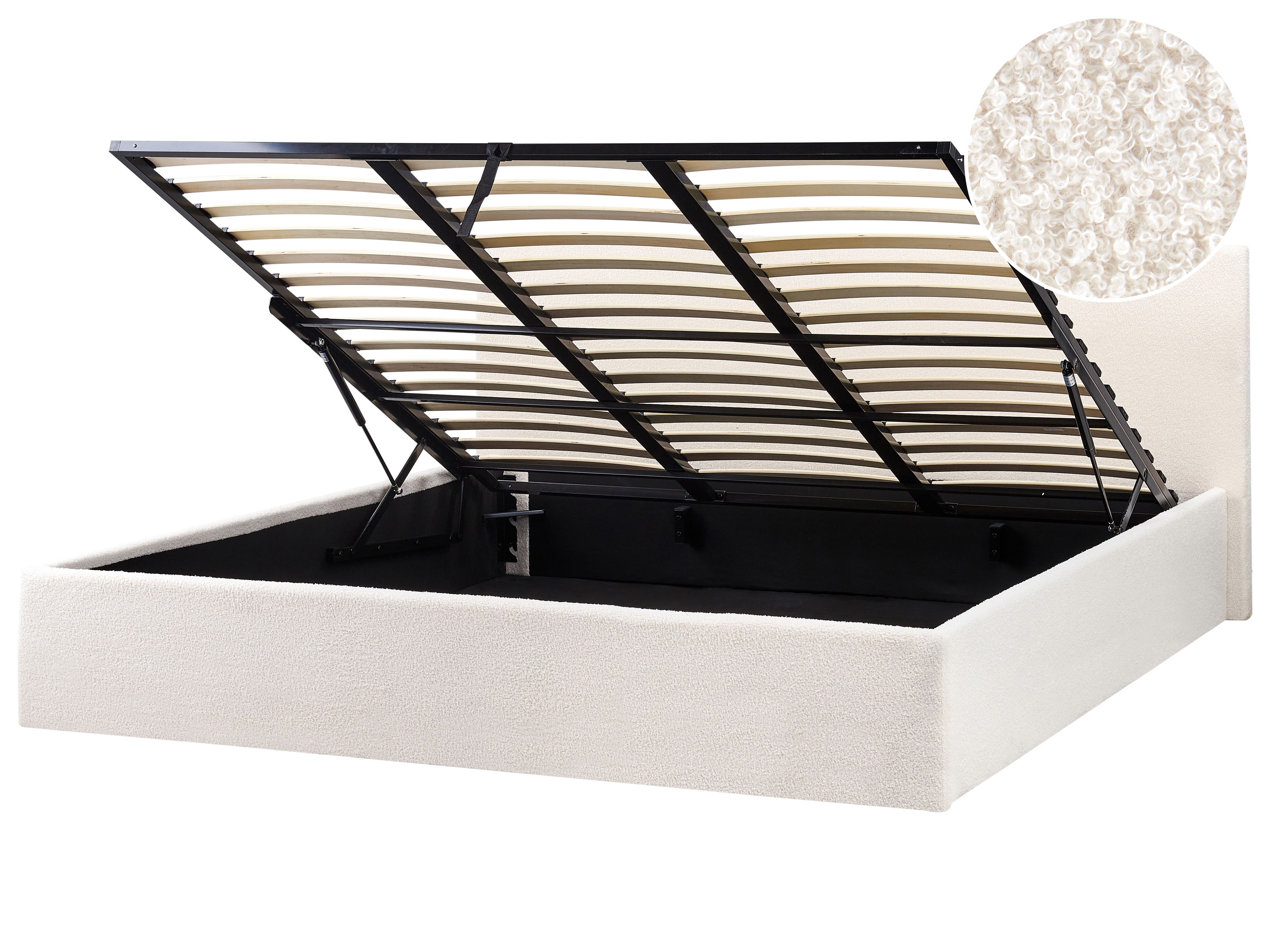 Ottoman Bed Boucle ORBEY 180 x 200 cm (EU Super King) Off-White