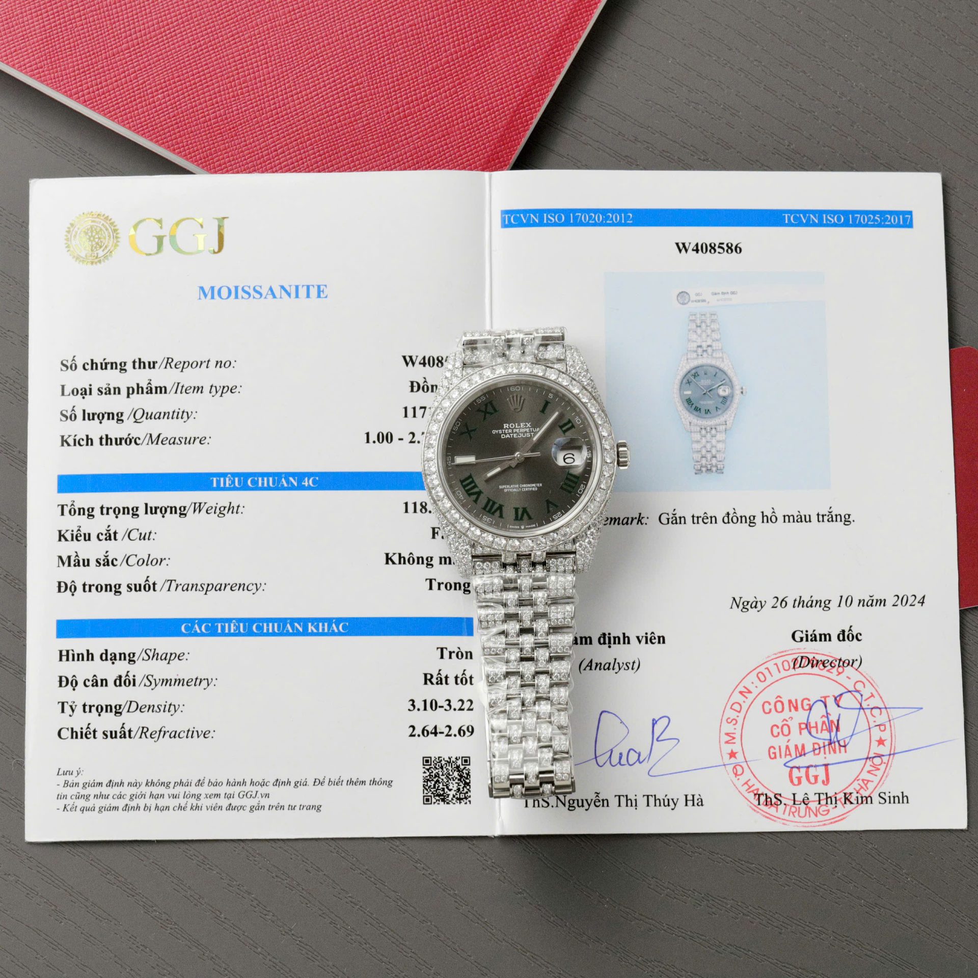 Rolex DateJust Best Copies Watch Dial Wimbledon Custom Full Moissanite Diamonds 41mm - Elite Watch Atelier