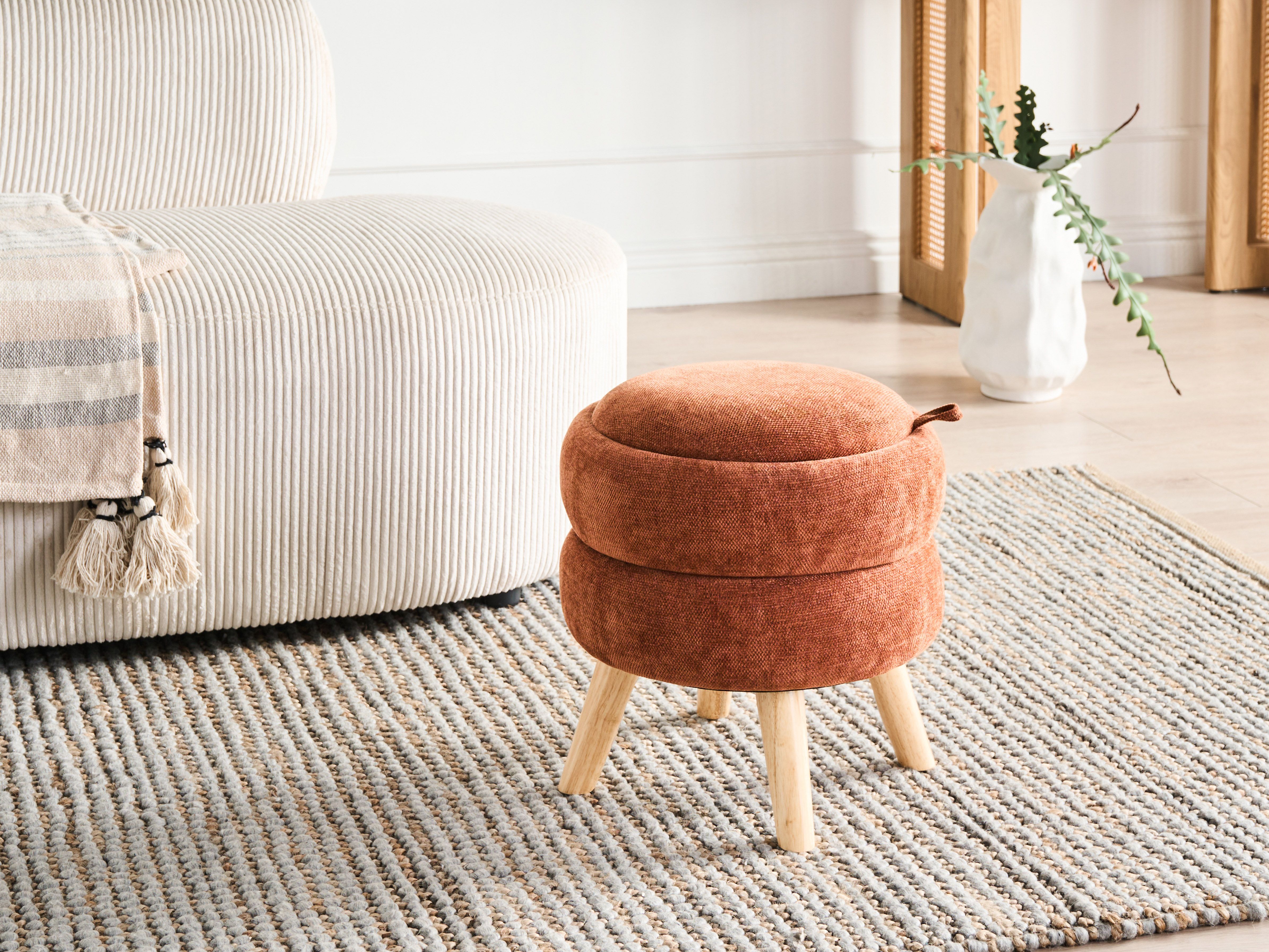 Storage Pouffe HAWLEY Chenille Golden Brown