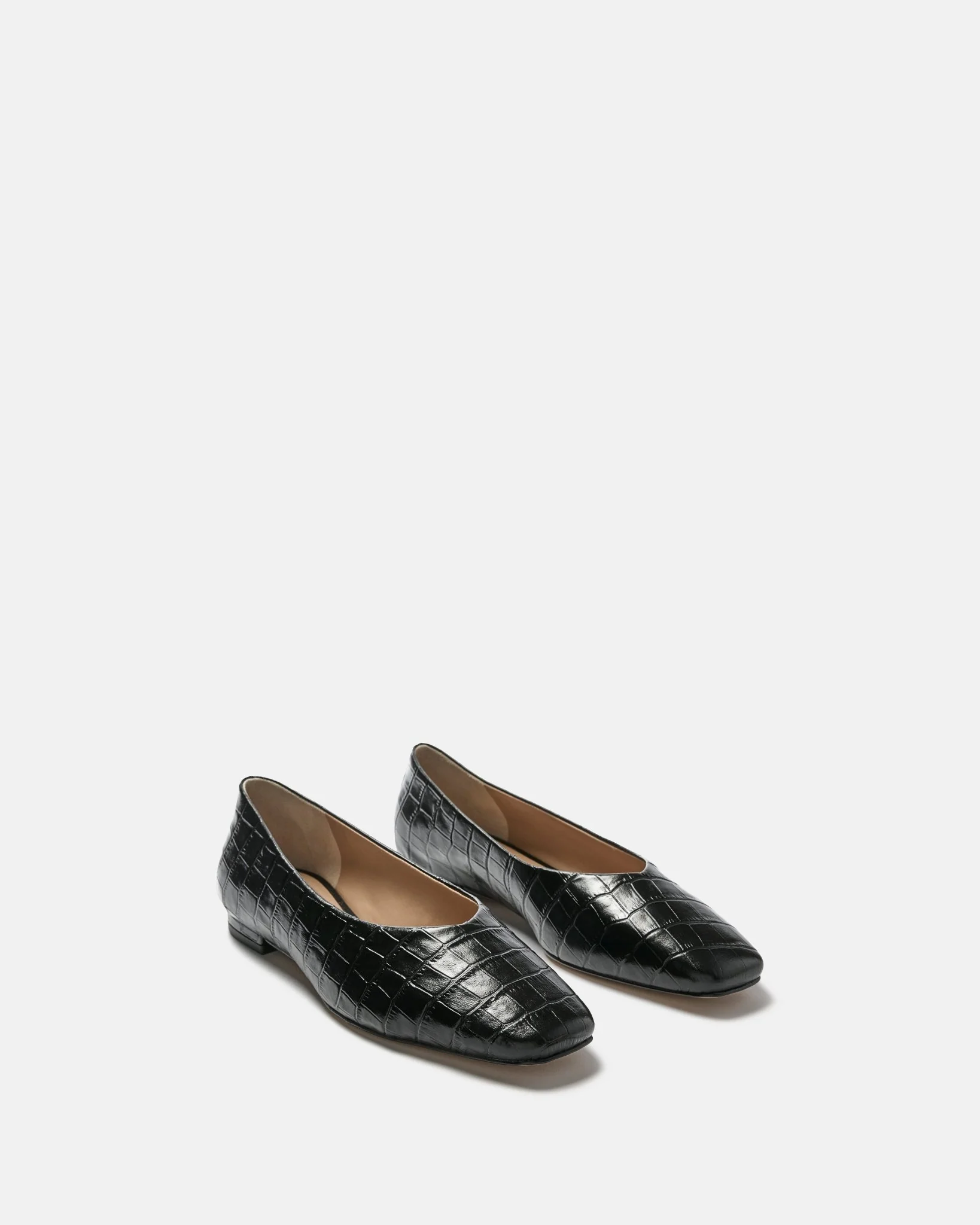 BALLERINES KAMIL/CROC - En cuir croco noir