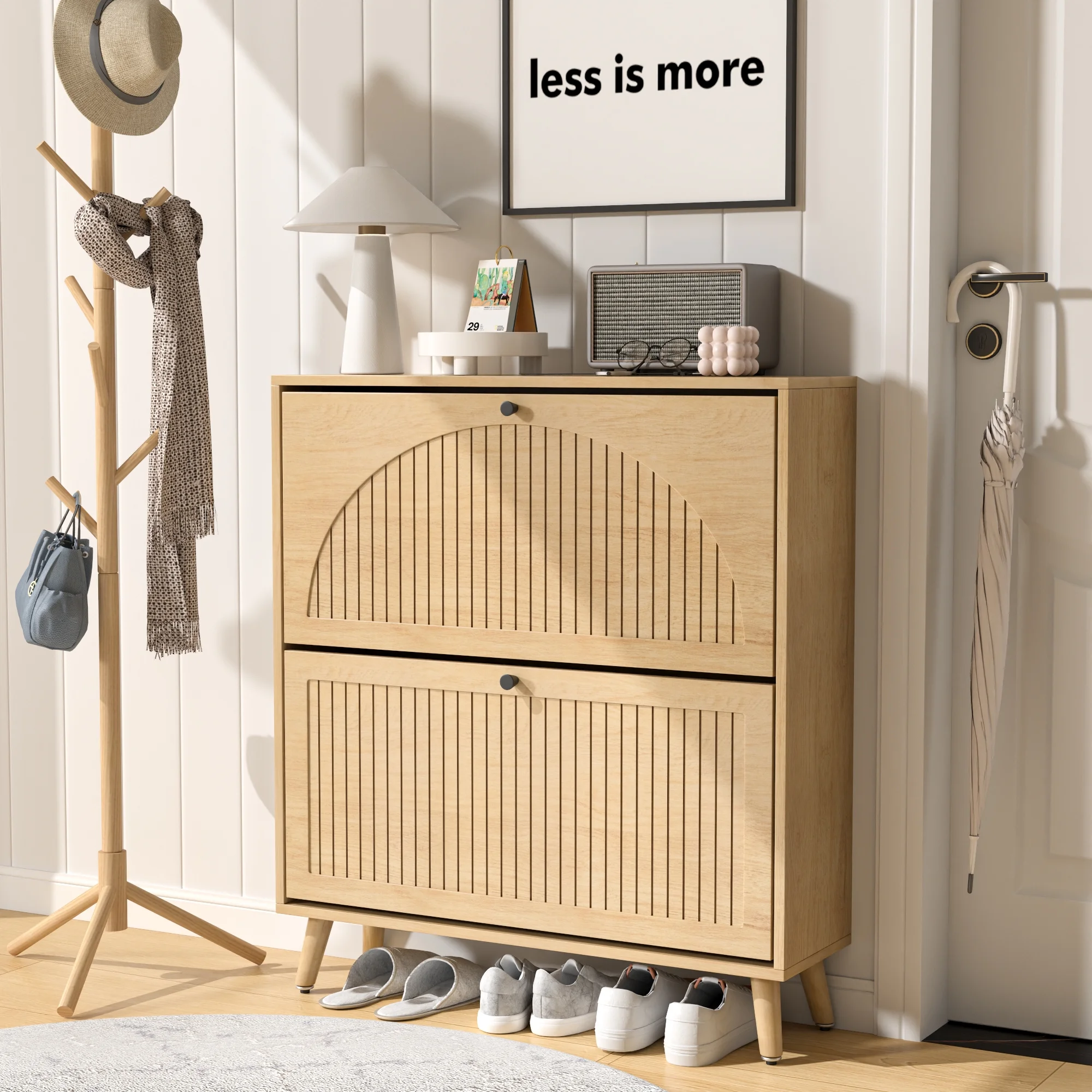 Shoe Storage Cabinet with 2 Flip Drawers, Modern Shoe Cabinet Storage for Entryway, Entryway Shoe Storage - Image 19