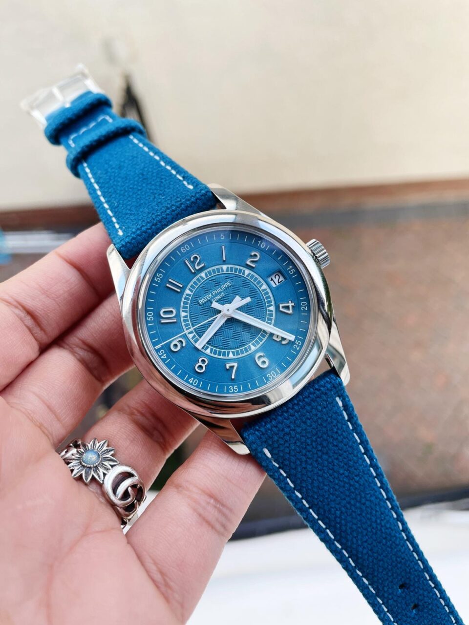Replica PATEK PHILIPPE Calatrava 6007A-001 SS ZF 1:1 Best Edition Blue Dial on Blue Leather Strap A324CS - Elite Watch Atelier