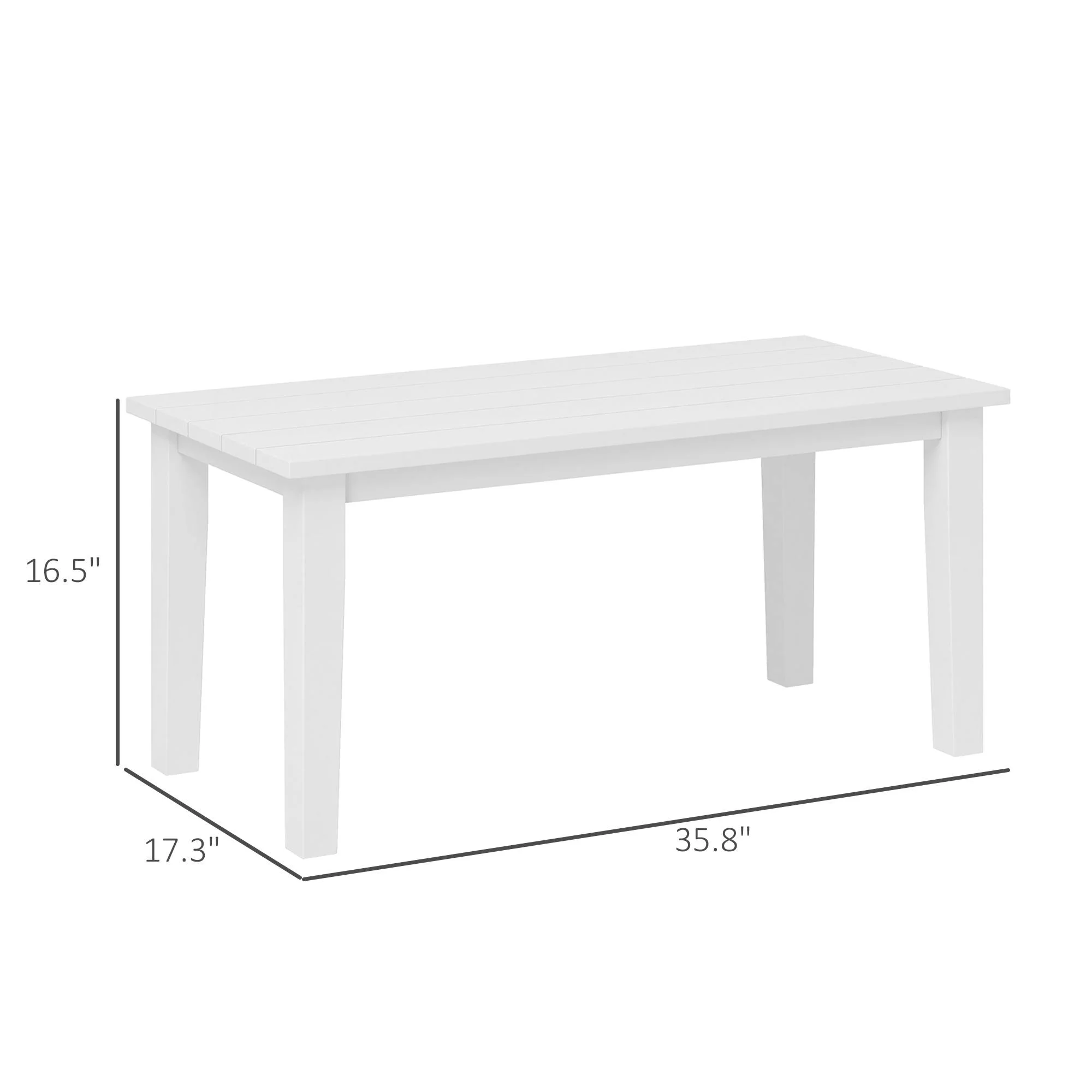 ZIRAV HDPE Outdoor Coffee Table, All-Weather Rectangle Patio Coffee Table, Plastic Outdoor Patio Table with Slatted Tabletop for Garden, Balcony, Backyard,White
