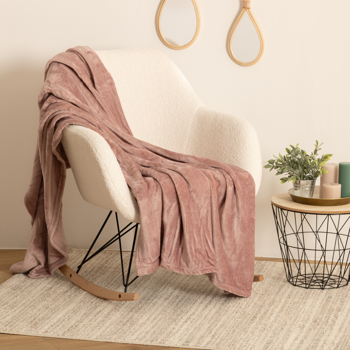 Flannel plaid Pink, 130x180 cm