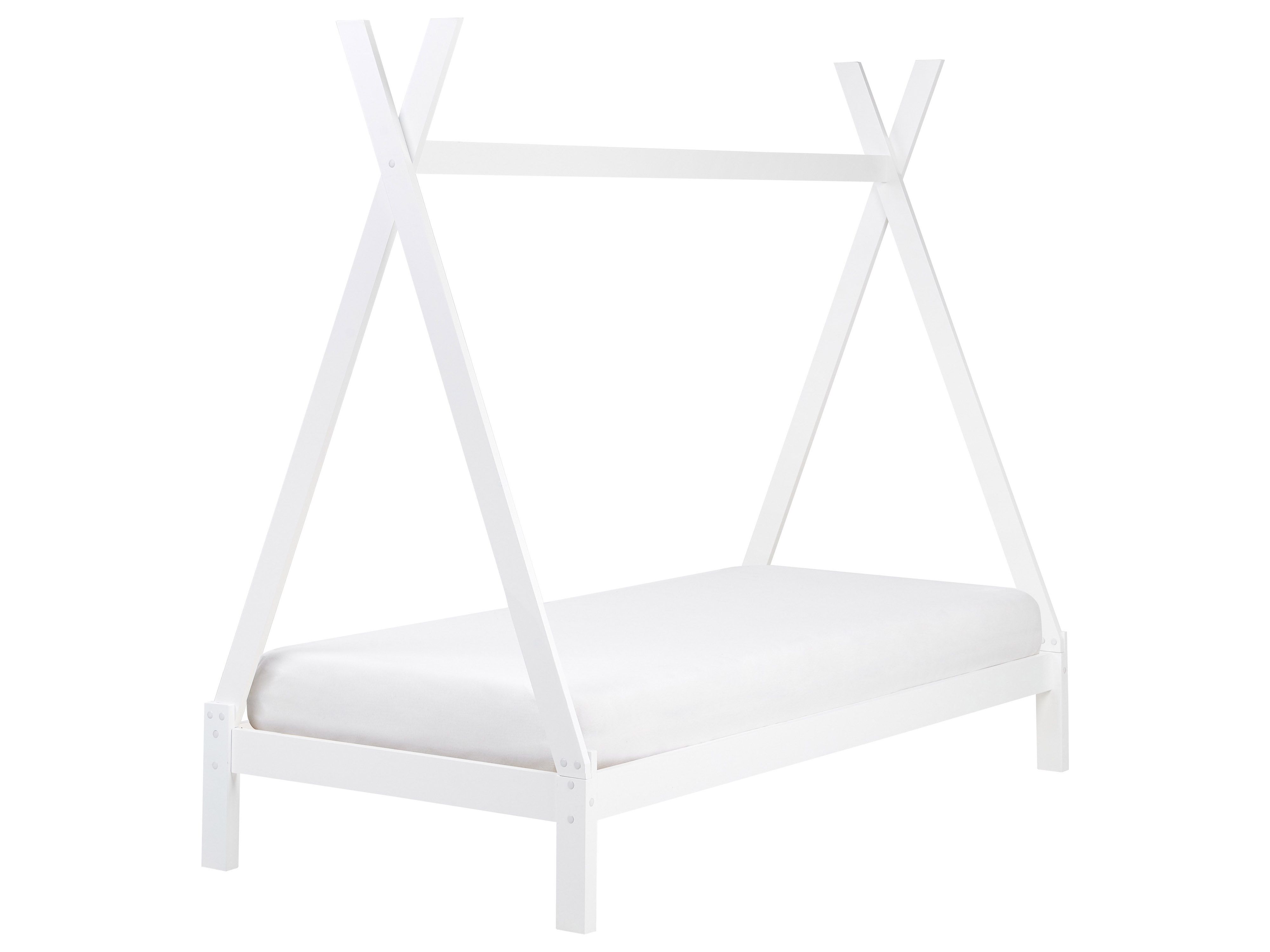 Kids Bed Teepee Pine Wood DEVAY 90 x 200 cm (EU Single) White