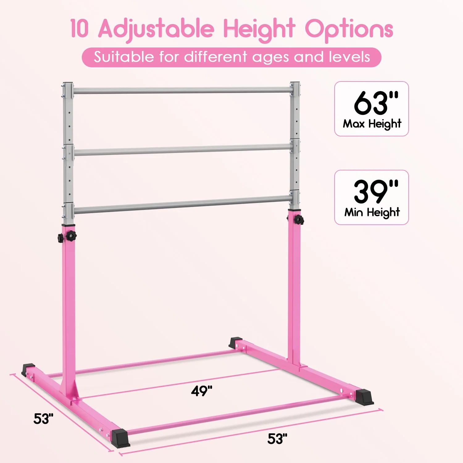 Safly Fun Anti Slip Adjustable Steel Gymnastics Bar, 50 in Width - Image 16