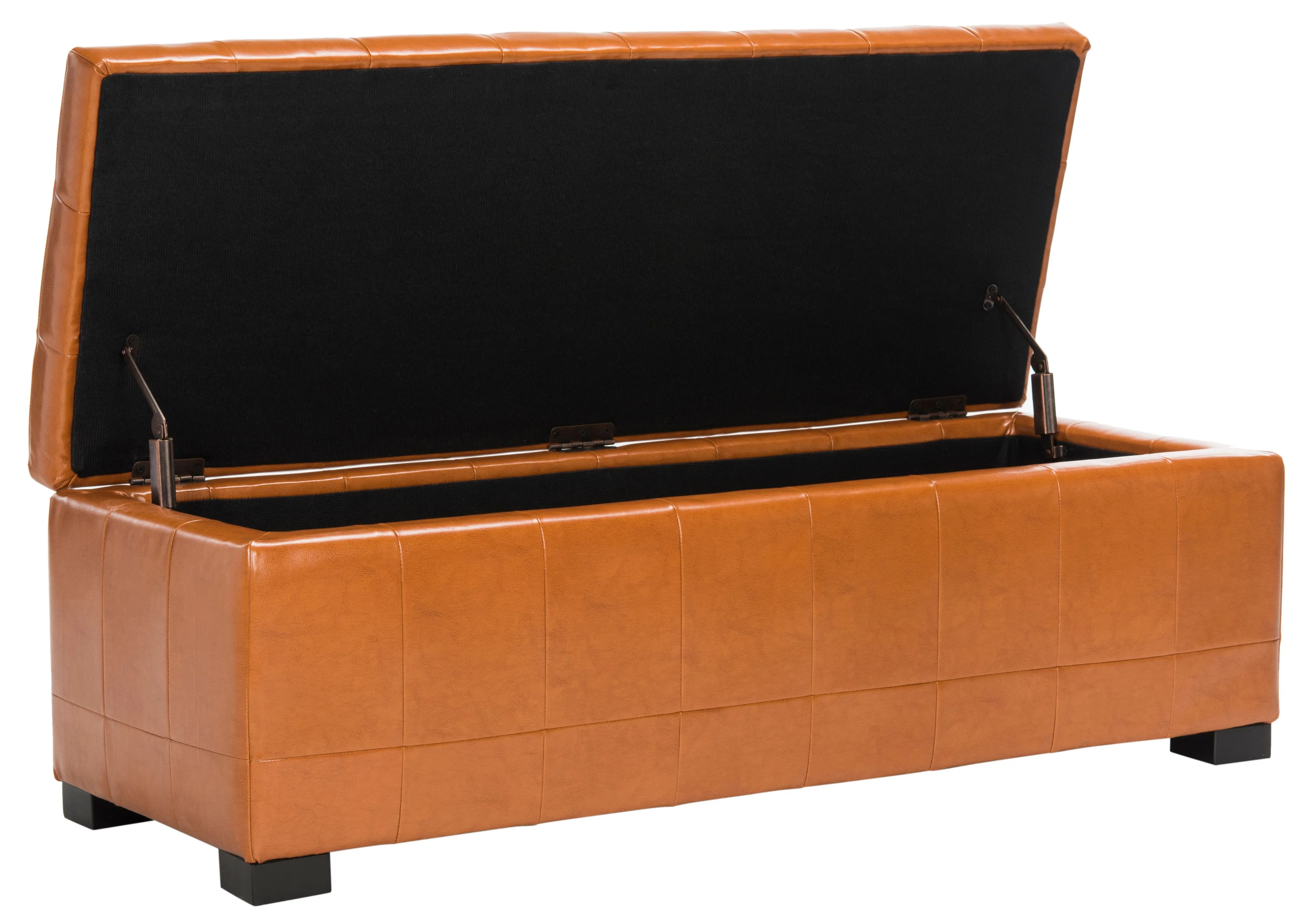 SAFAVIEH Large Manhattan Rustic Tufted Storage Bench, Brown - Image 21