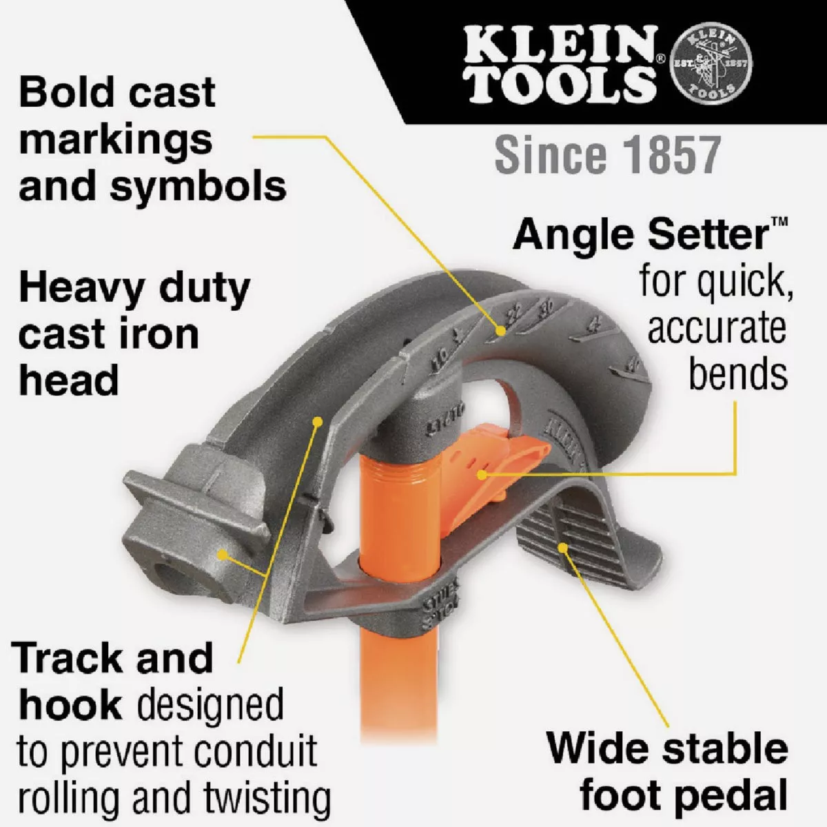 Klein 1 In. EMT Iron Conduit Bender with Angle Setter