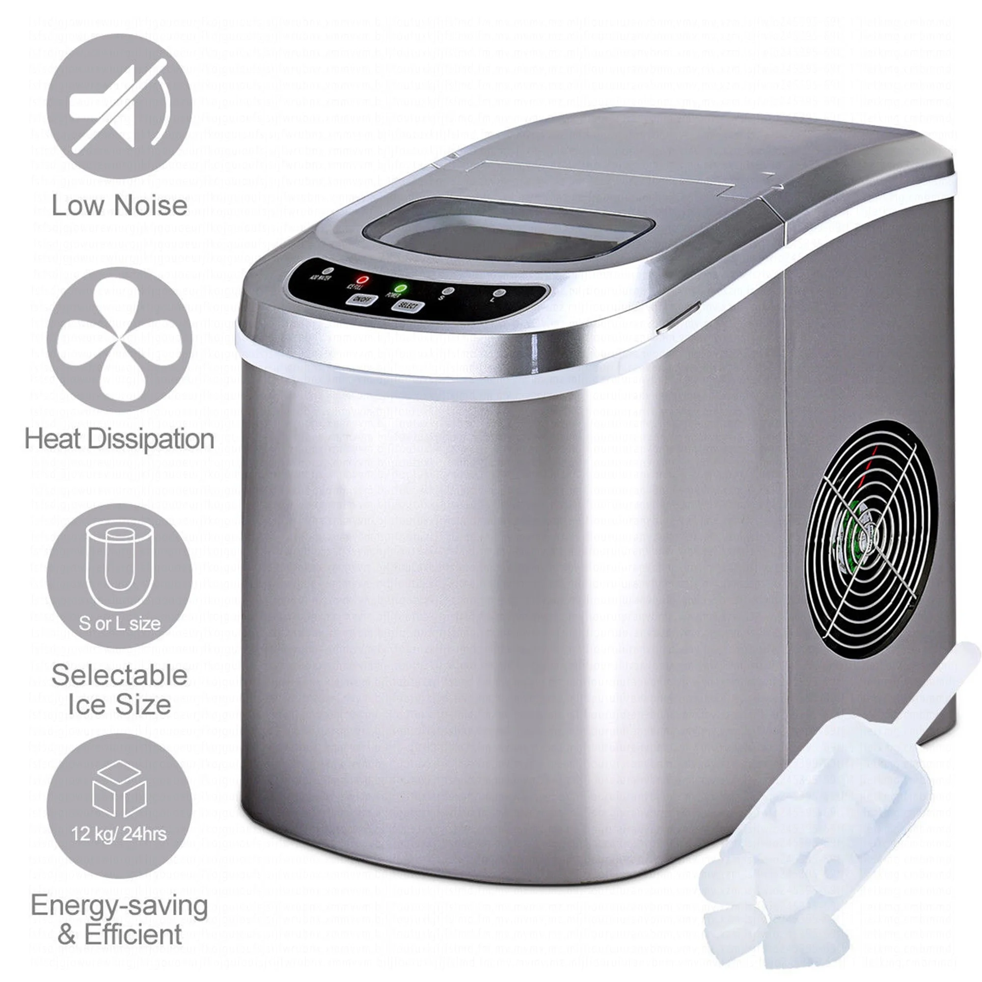 Costway Silver Portable Compact Electric Ice Maker Machine Mini Cube 26lb/Day - Image 4