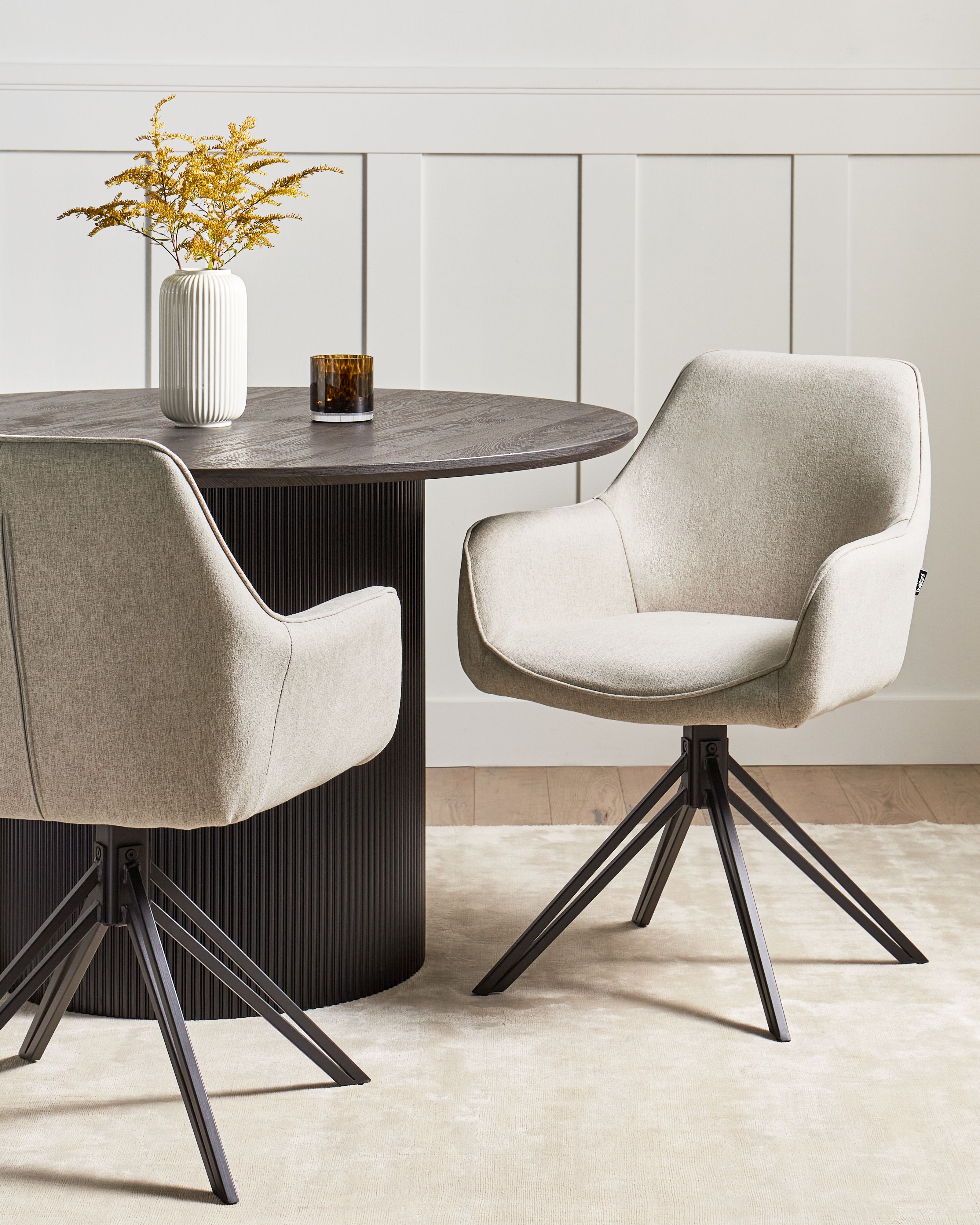 Set of 2 Dining Chairs Swivel JODAR Fabric Taupe