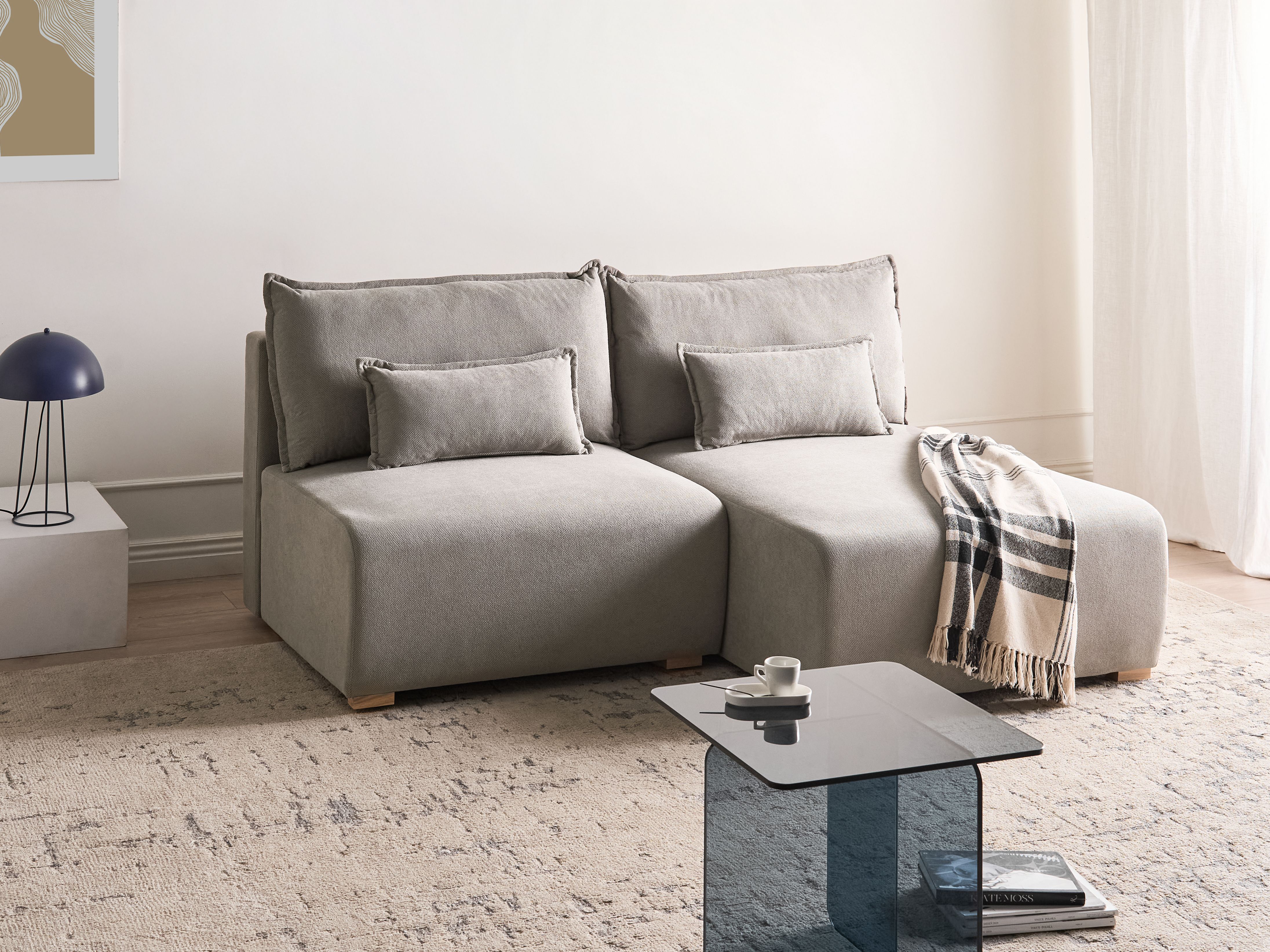 Modular Corner Sofa NERBO Fabric Grey Left Hand