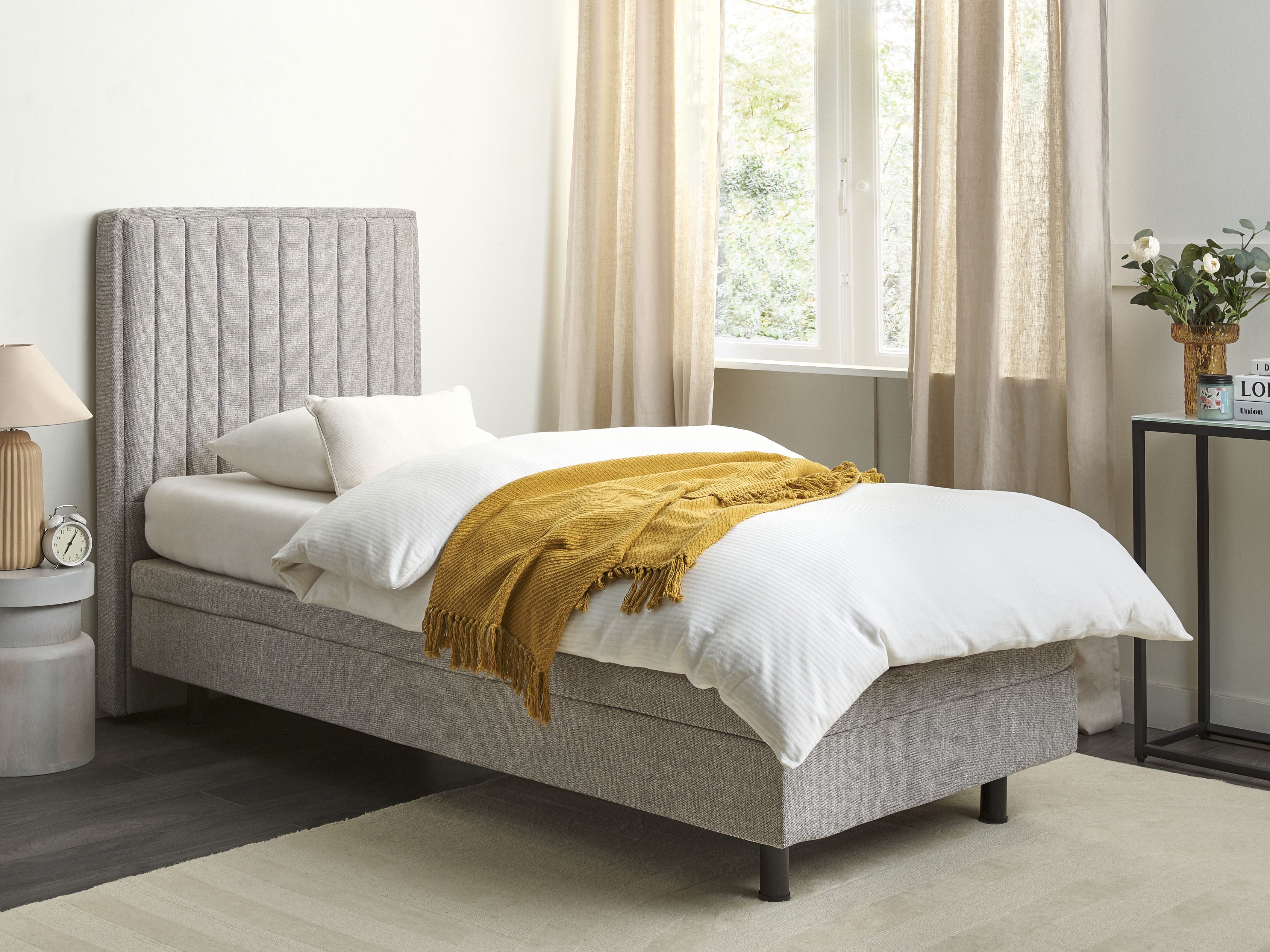 Adjustable Bed Fabric CASTELLAN 90 x 200 cm (EU Single) Light Grey