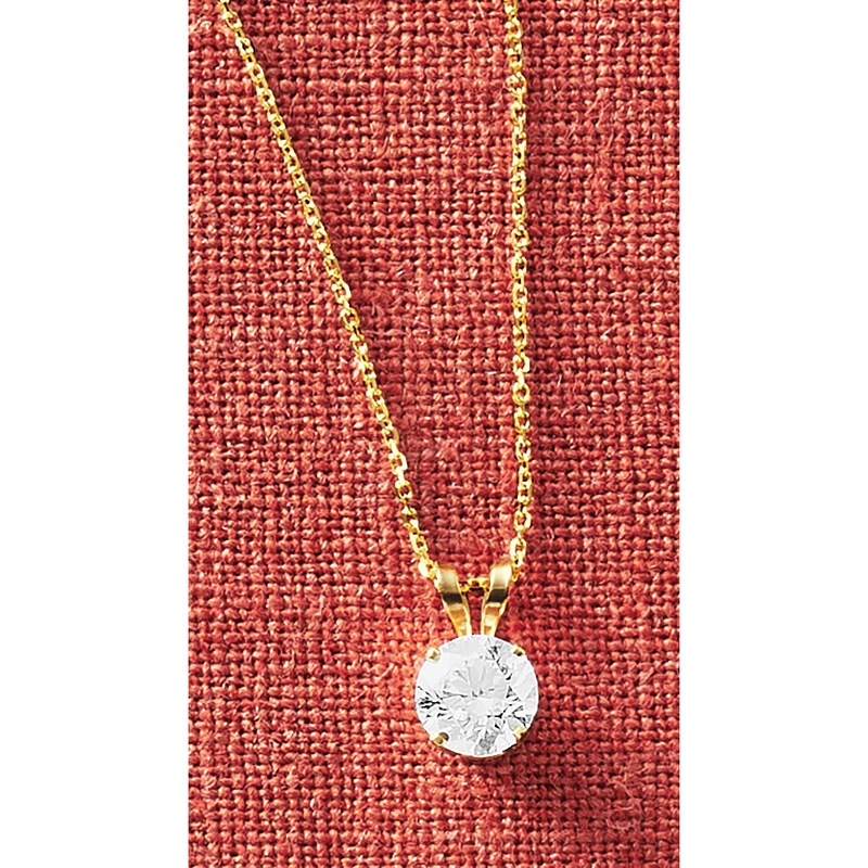 14K Gold Lab-Created Diamond Round Solitaire Pendant - .50 CTTW - MIDNIGHT VELVET CATALOG