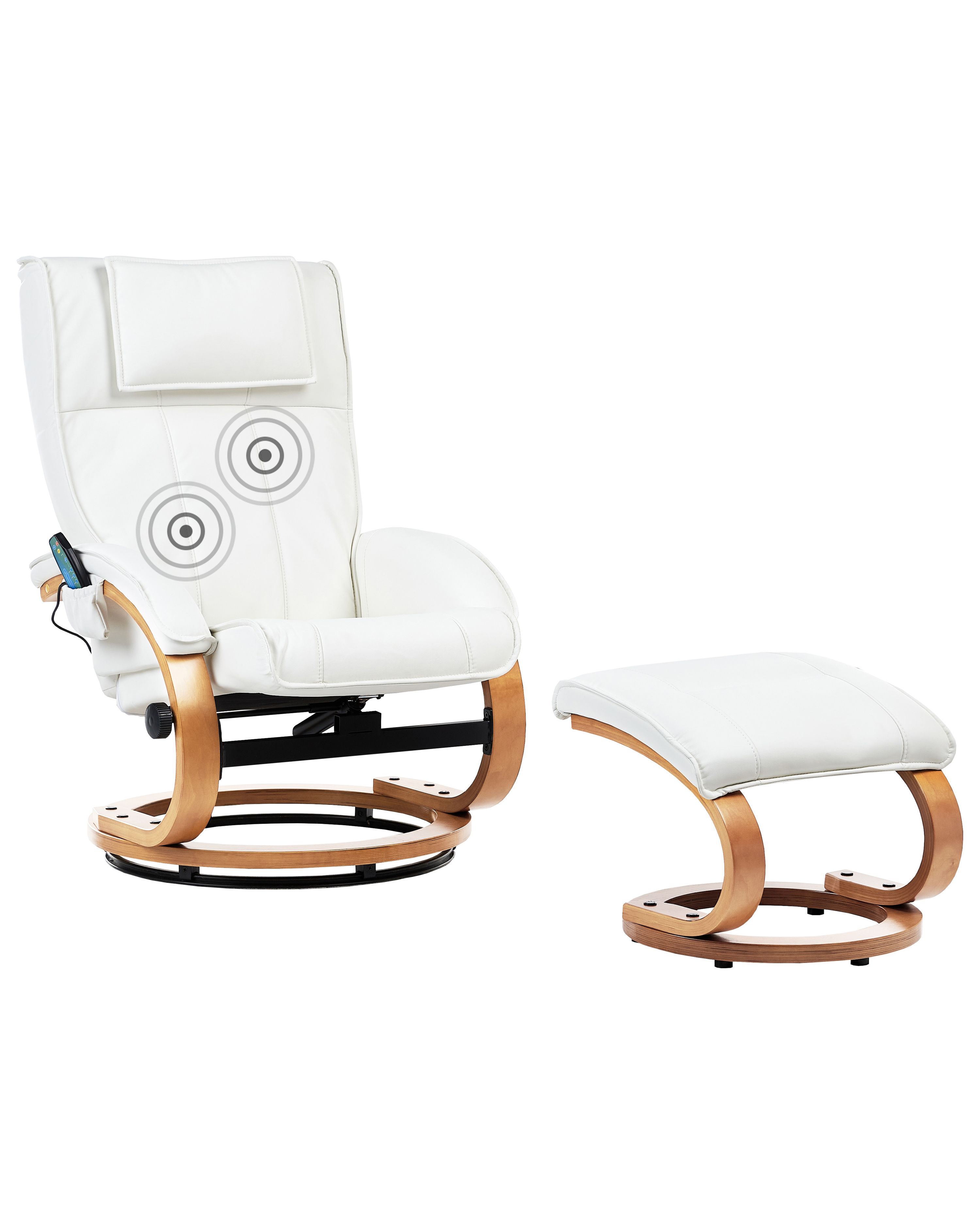 Massage Chair MAJESTIC with Footstool Faux Leather White