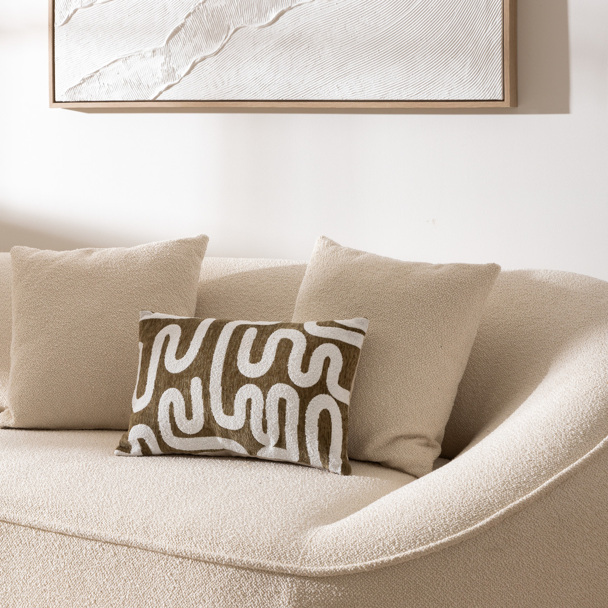 Cushion cover, chenille "Jeni" Khaki green, 50x30 cm