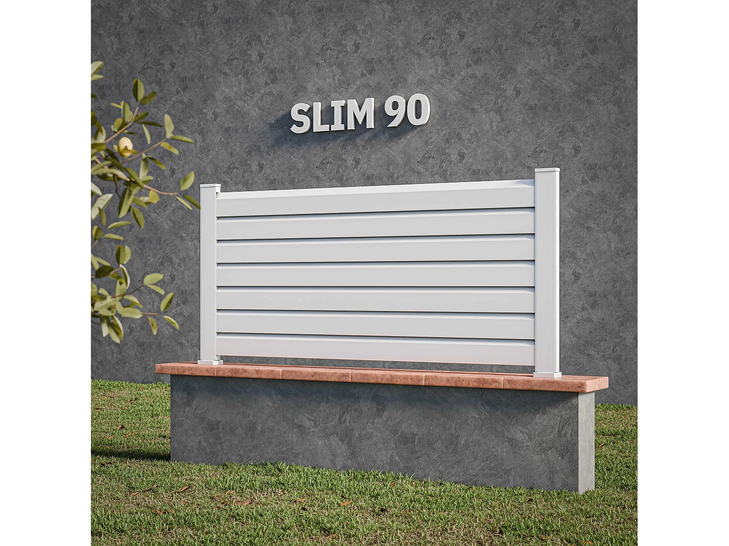 Kit Clôture SLIM PVC Blanc H. 90 cm x L. 5.60 m - 7 Lisses claire-voie