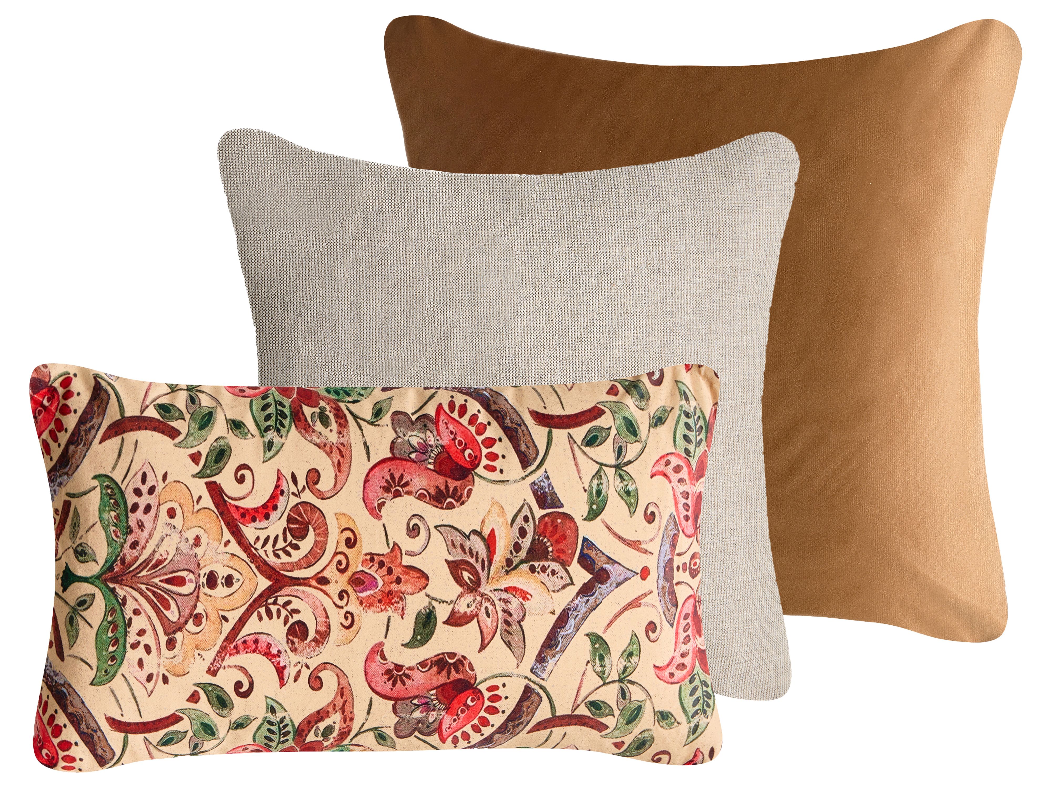 Set of 3 Decorative Cushions DYERA Cotton 30 x 50 cm 45 x 45 cm Multicolour Floral Pattern