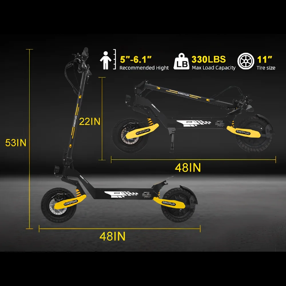 Off Road Electric Scooter for Adults, 1200W Motor Fast E Scooter, Up to 28MPH Top Speed & 20Miles Long Range, 11" Off-Road Tires, 330lbs MAX Load, Foldable - Image 10