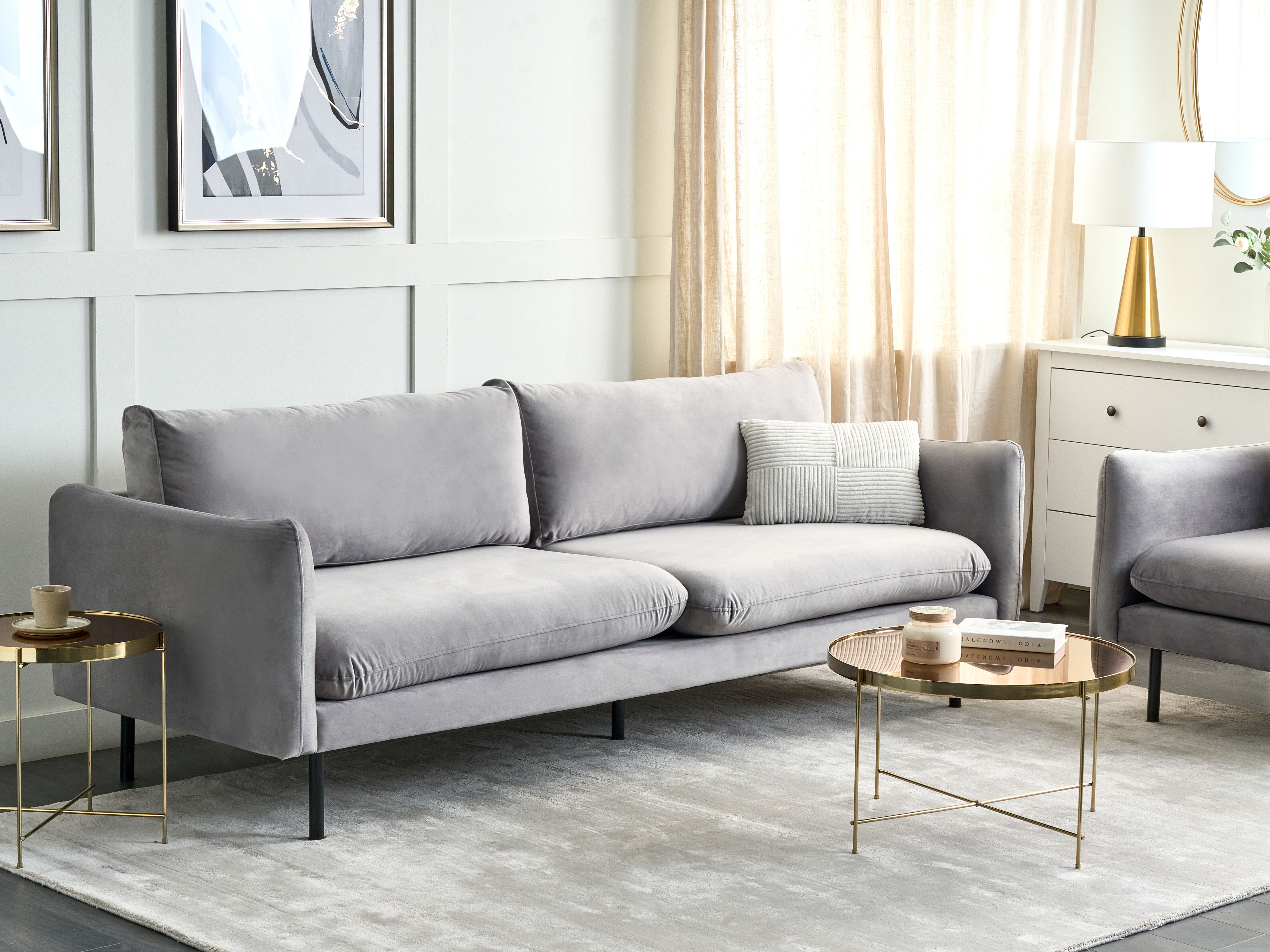 Sofa 3 Seater VINTERBRO Velvet Grey