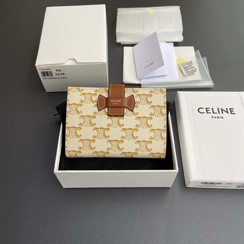 Celine TRIOMPHE logo medium sheep leather wallet