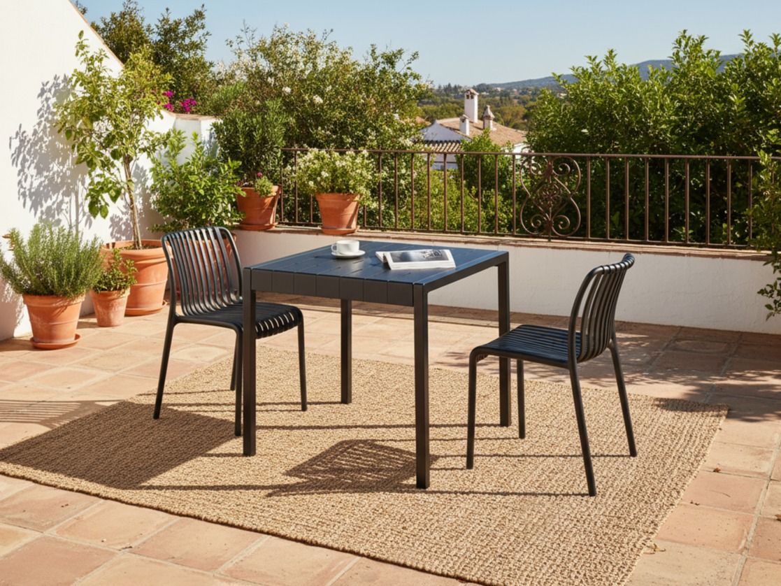 Garden Dining Table BARTICA 81 cm 84 cm Black