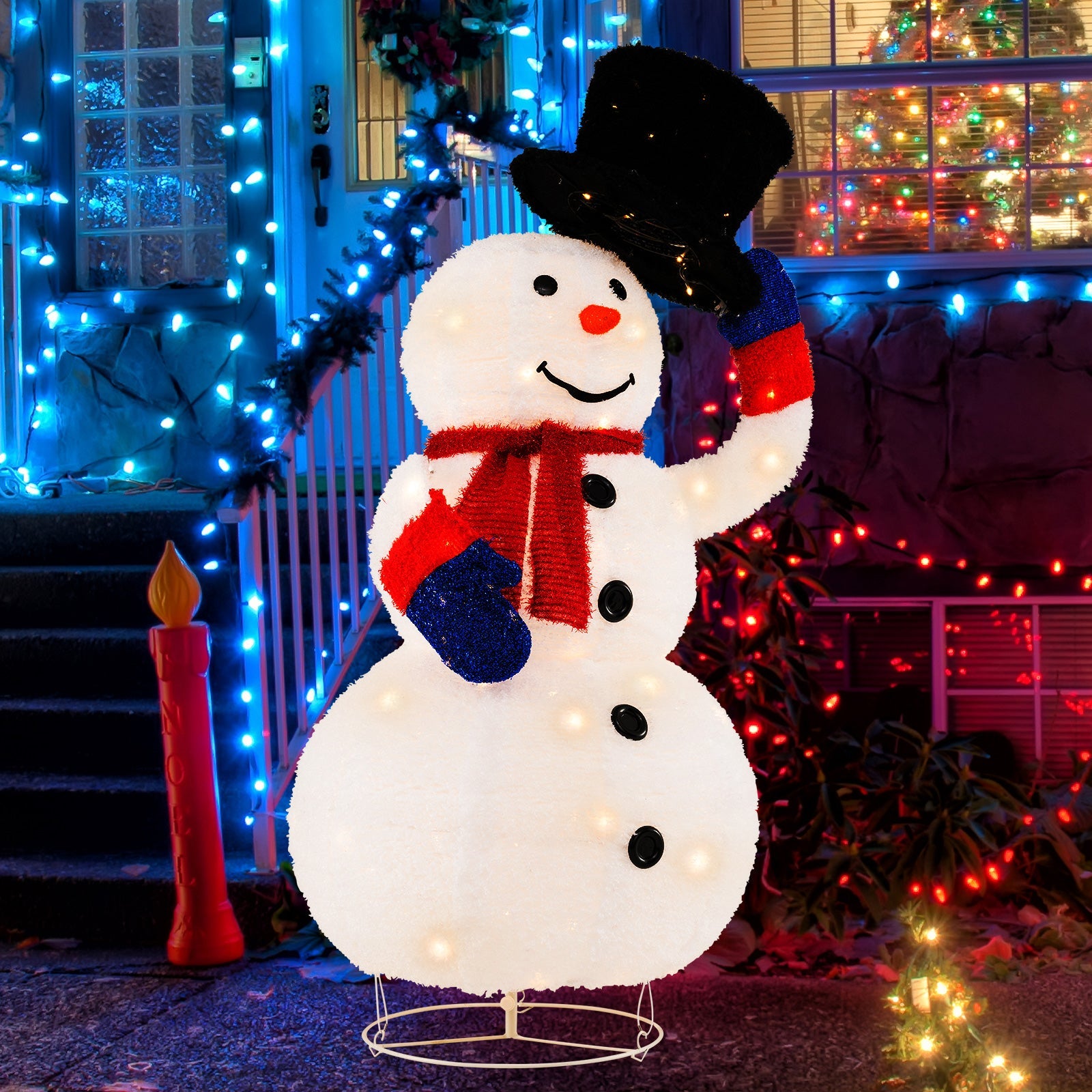 WinterBright – Kerst Sneeuwpop met 120 Warm Witte LED Lichtjes